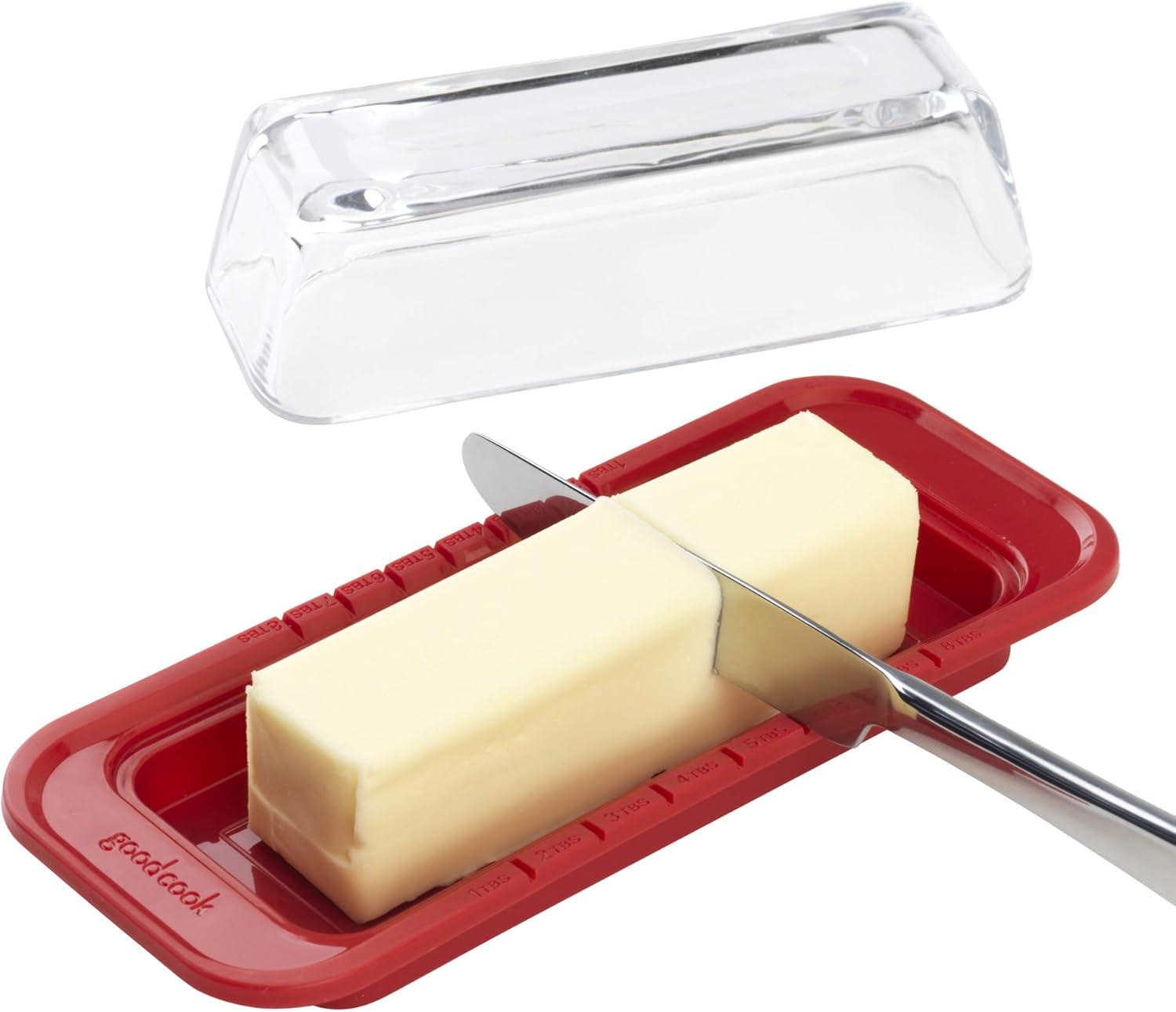 Clear Glass and Plastic Butter Dish with Measurement Markings