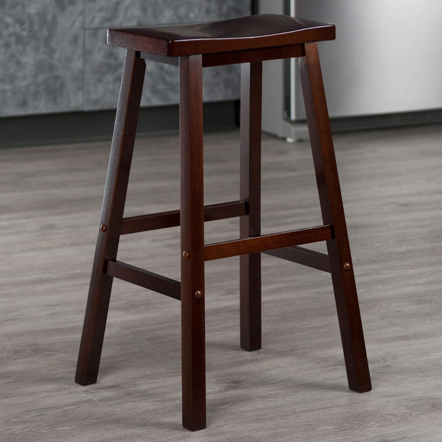 Walnut 29" Backless Saddle Wood Bar Stool