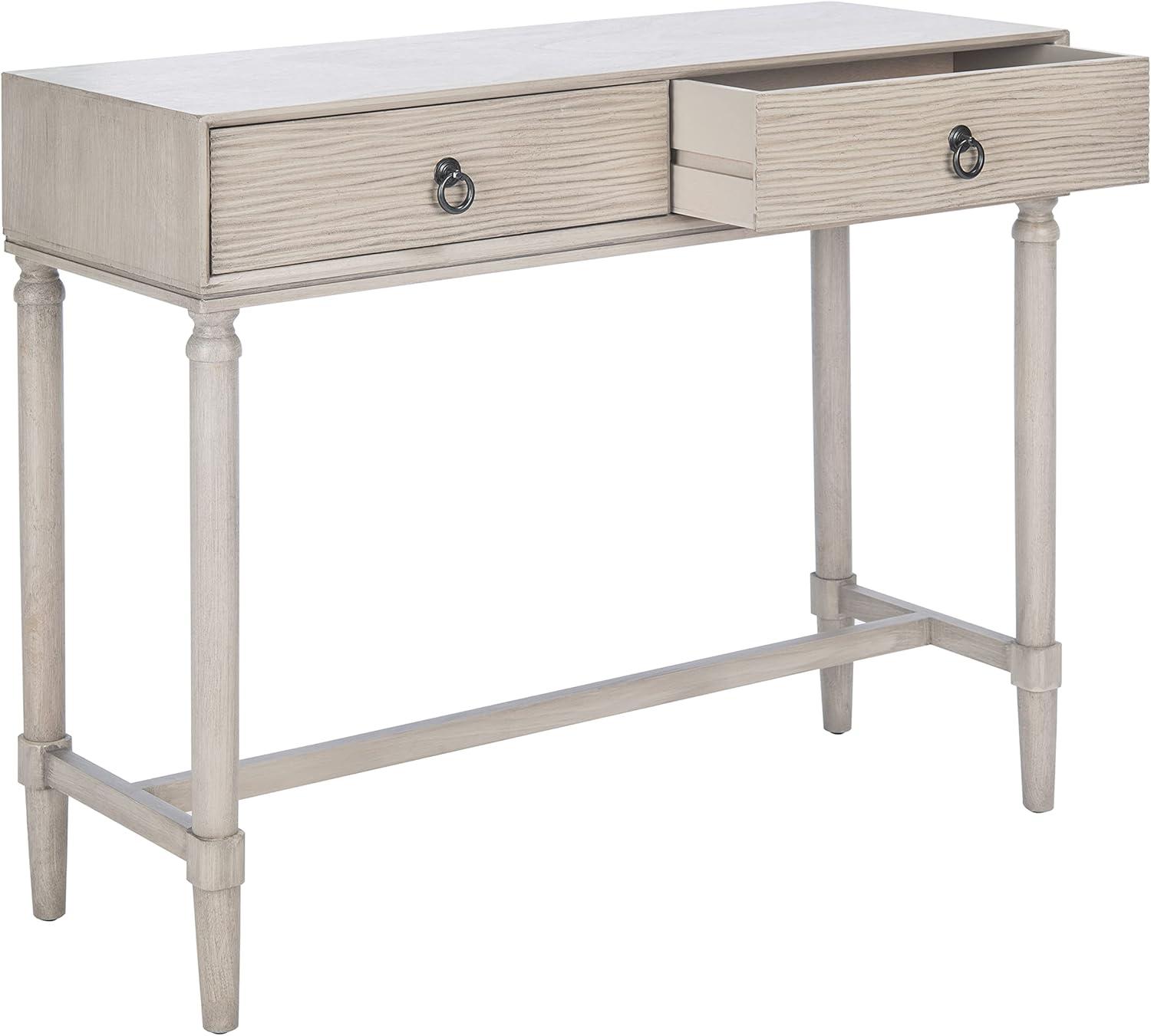 Gray Pinewood Traditional Console Table with Storage