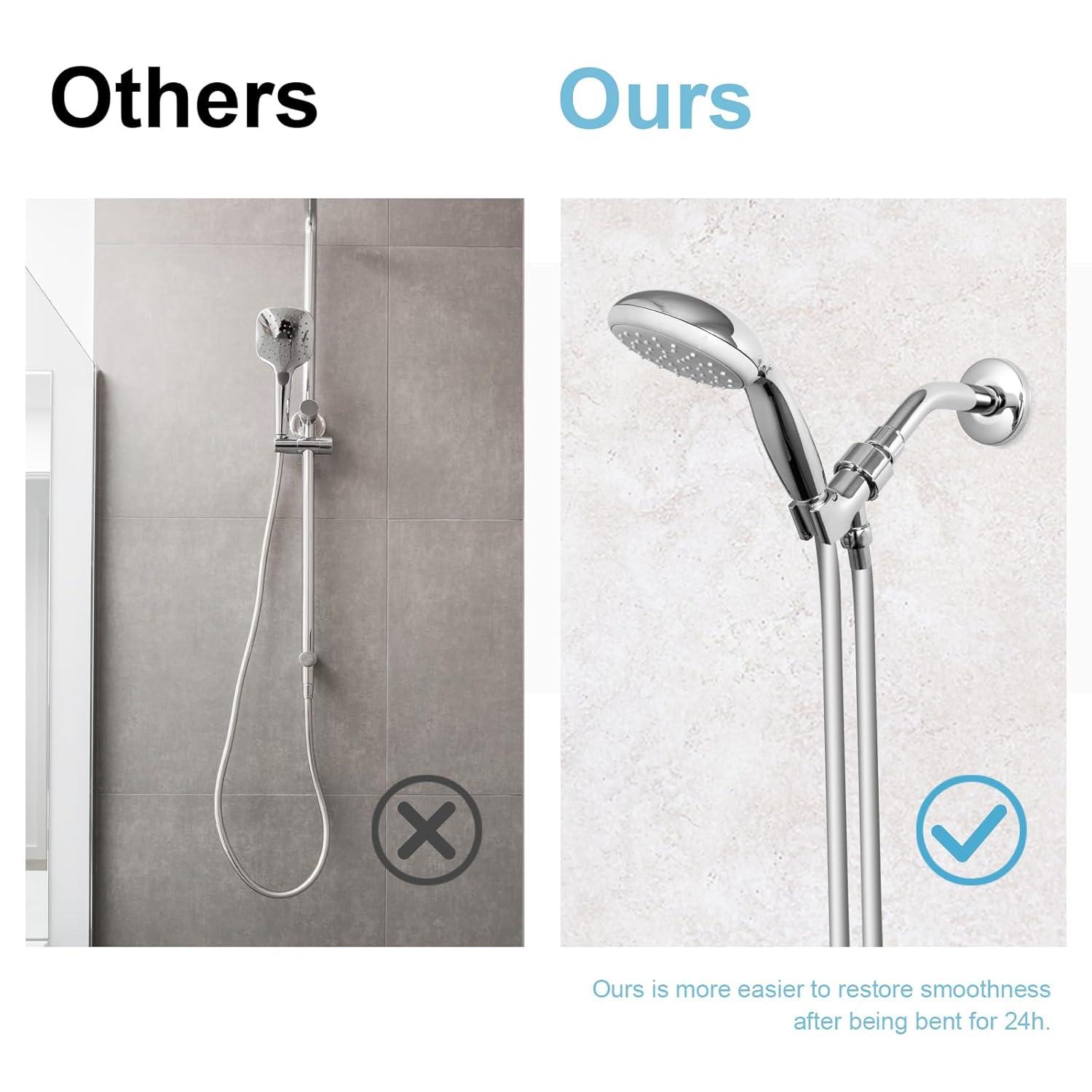 OFFO Ultra-Flex Shower Hose, Premium RV PVC Handheld Shower Head Hose Flex Hoses Extension with Brass Insert and Nut for Bathing Pet Bathing, 60 in Silver Gray