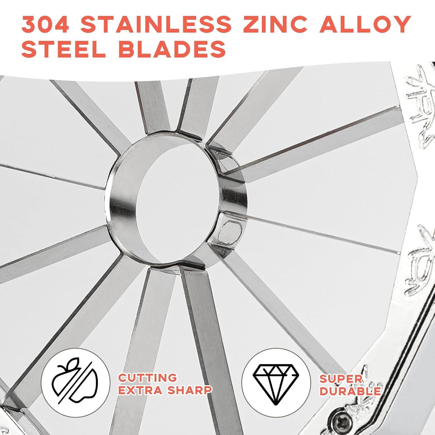 Apple Slicer, HEAVY DUTY Apple Corer, 8-Blade Stainless Steel Apple Cutter Divider Pitter ，Sturdy and Sharp