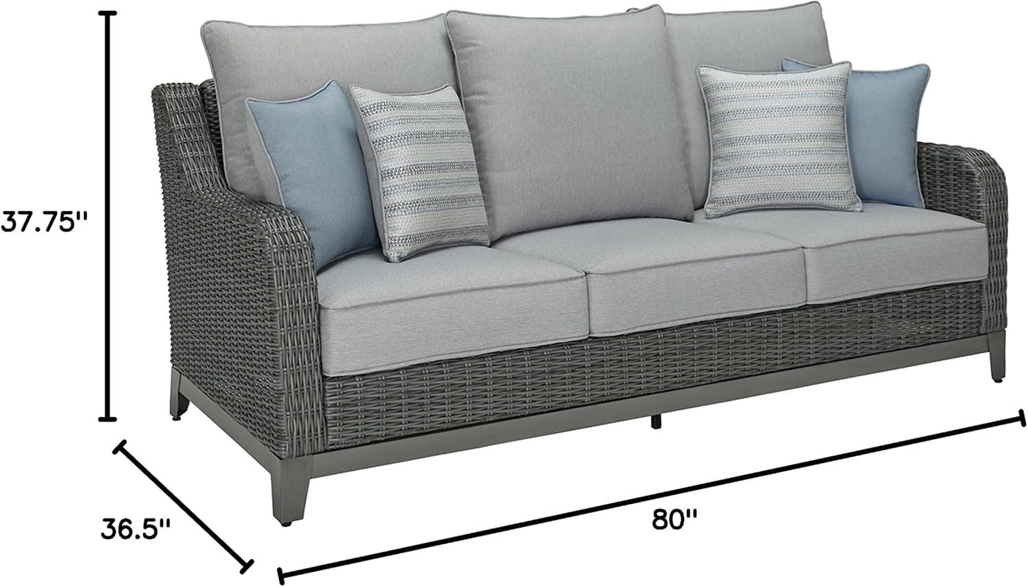 Ashley Furniture Elite Park Outdoor Fabric Sofa with Cushion in Gray