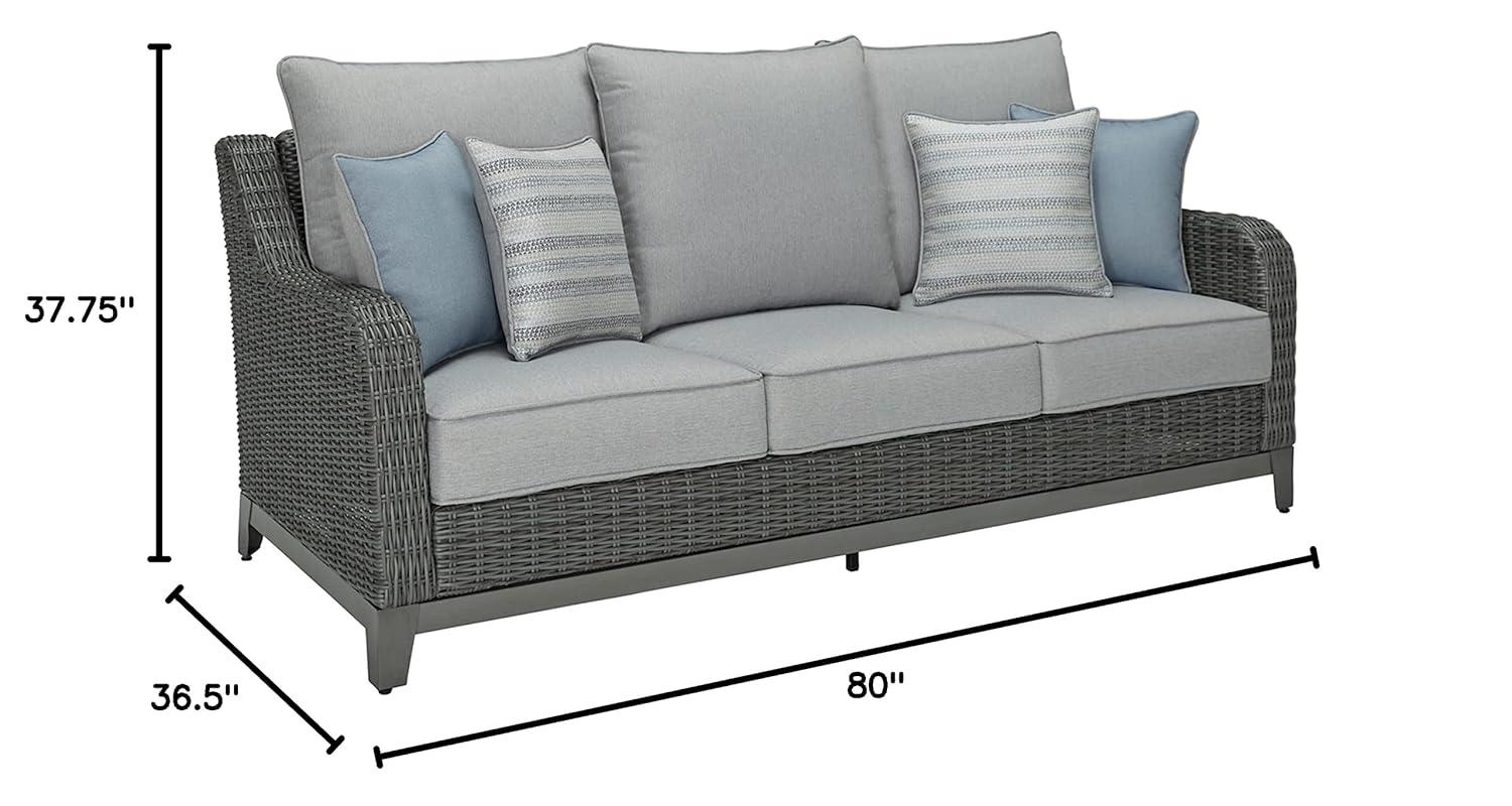 Signature Design by Ashley Elite Park Outdoor Fabric Sofa with Cushion in Gray