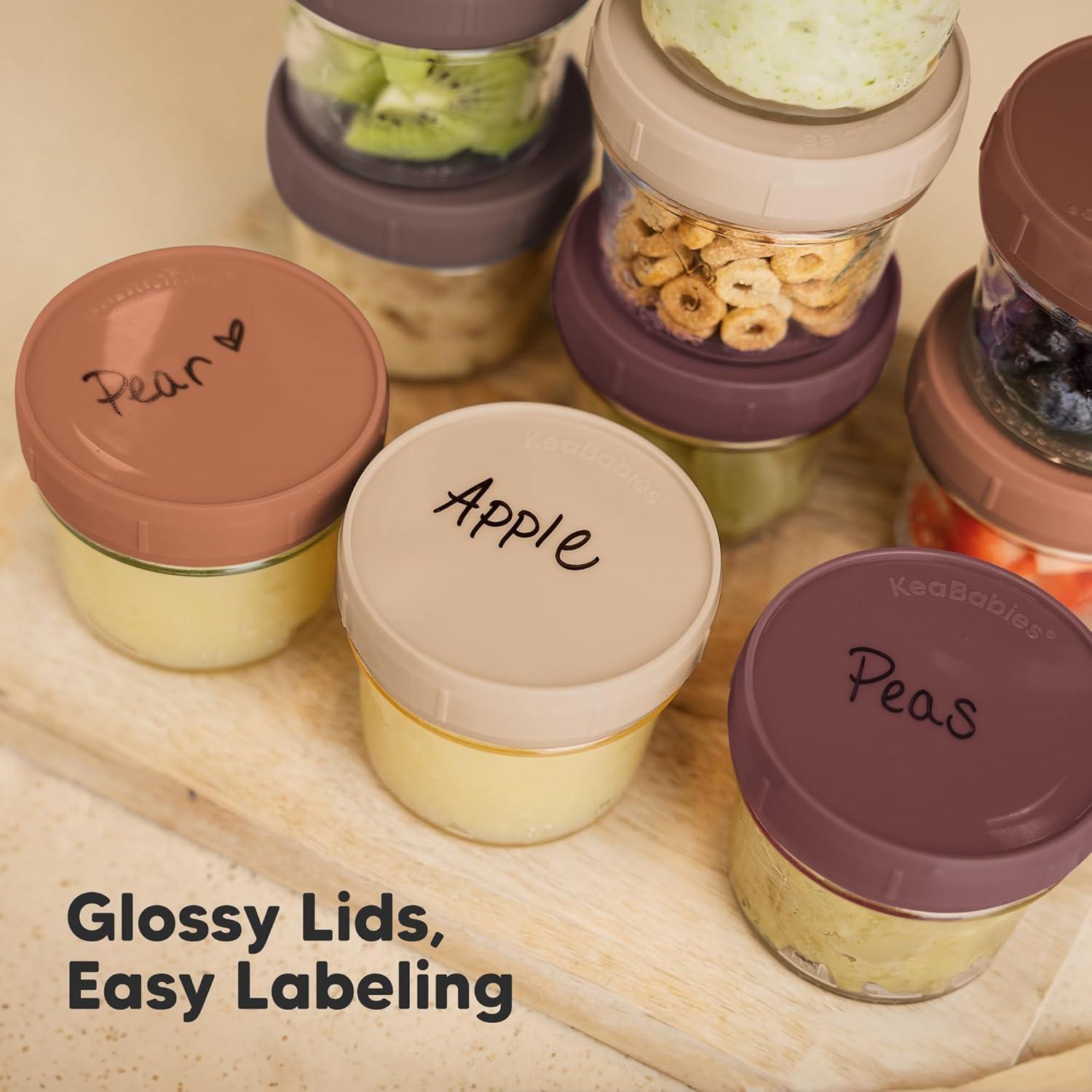 12pk Prep Baby Food Storage Containers, 4 oz Leak-Proof, BPA Free Glass Baby Food Jars for Feeding  (Terracotta)