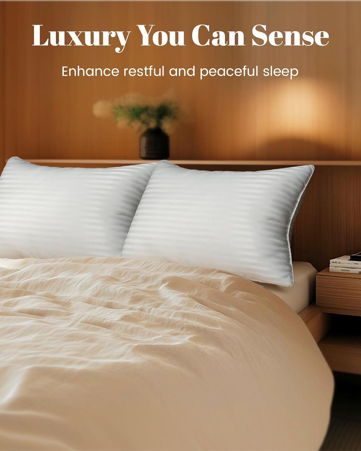 Hotel Collection Bed Pillows For Sleeping, Bed Pillows Queen Size Set Of 2,Gusseted Pillow For Back, Stomach Or Side Sleepers