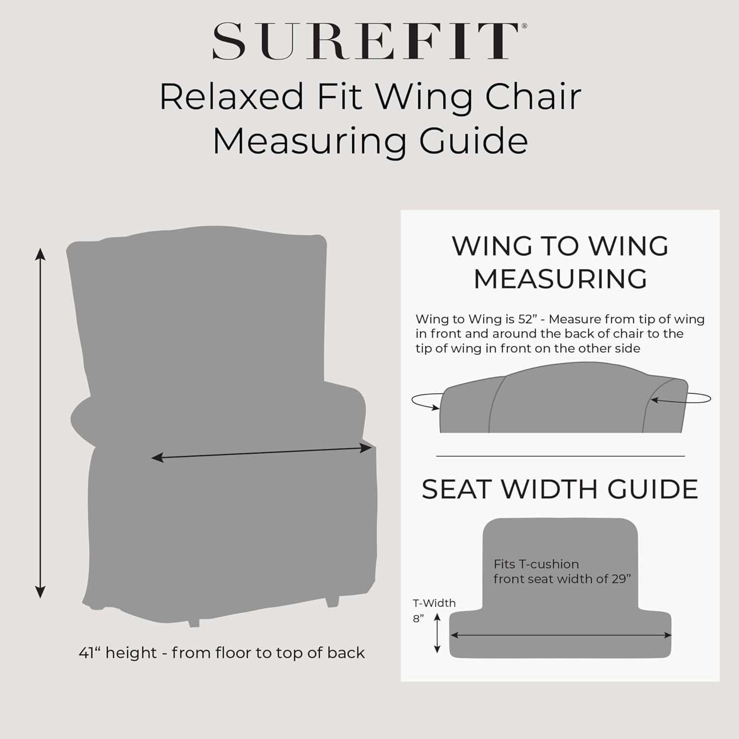 Duck Wing Chair Slipcover Tan - Sure Fit: Cotton Stretch Fit, Indoor Box Cushion Compatible, Machine Washable