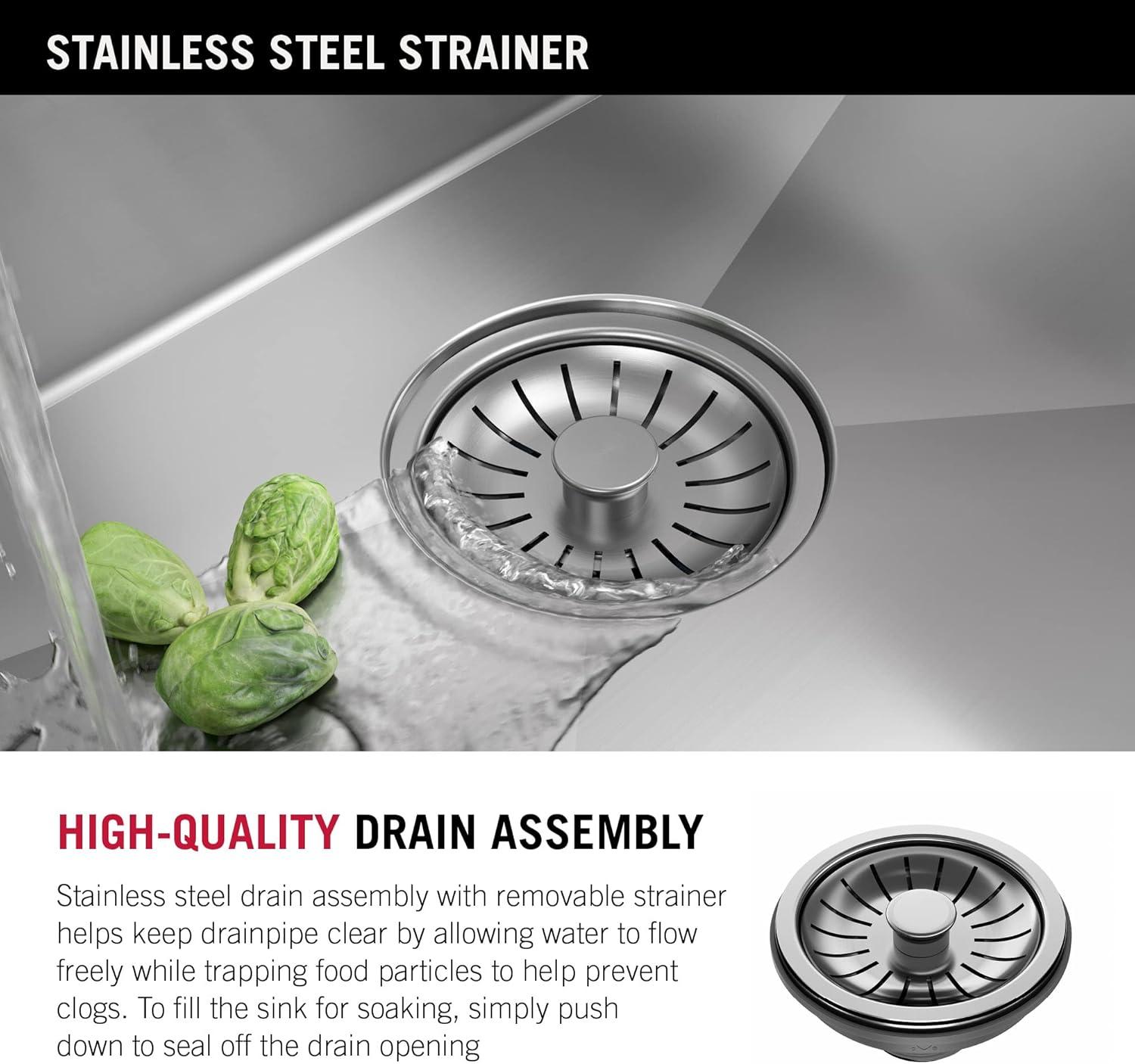 Delta Lenta™ 32" L Undermount 16 Gauge Stainless Steel Double Bowl Kitchen Sink with Accessories