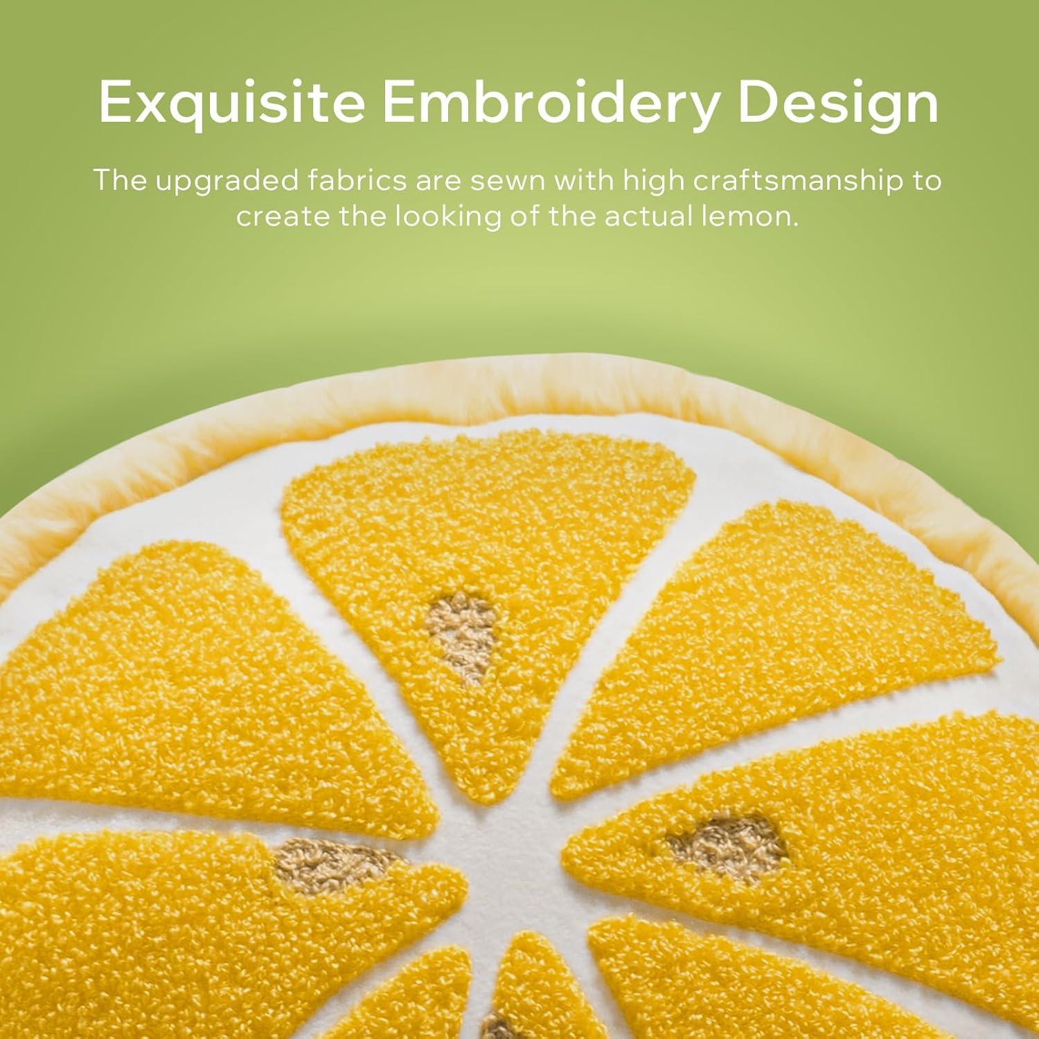 Phantoscope Fruit Shaped Pillows Series Lemon Shaped Throw Pillow, Fun Home Decor of Fruit Themed Shaped Cushions, Decorative Shaped Pillow for Couch Bed and Chair, Yellow, 10 x11.5 inches