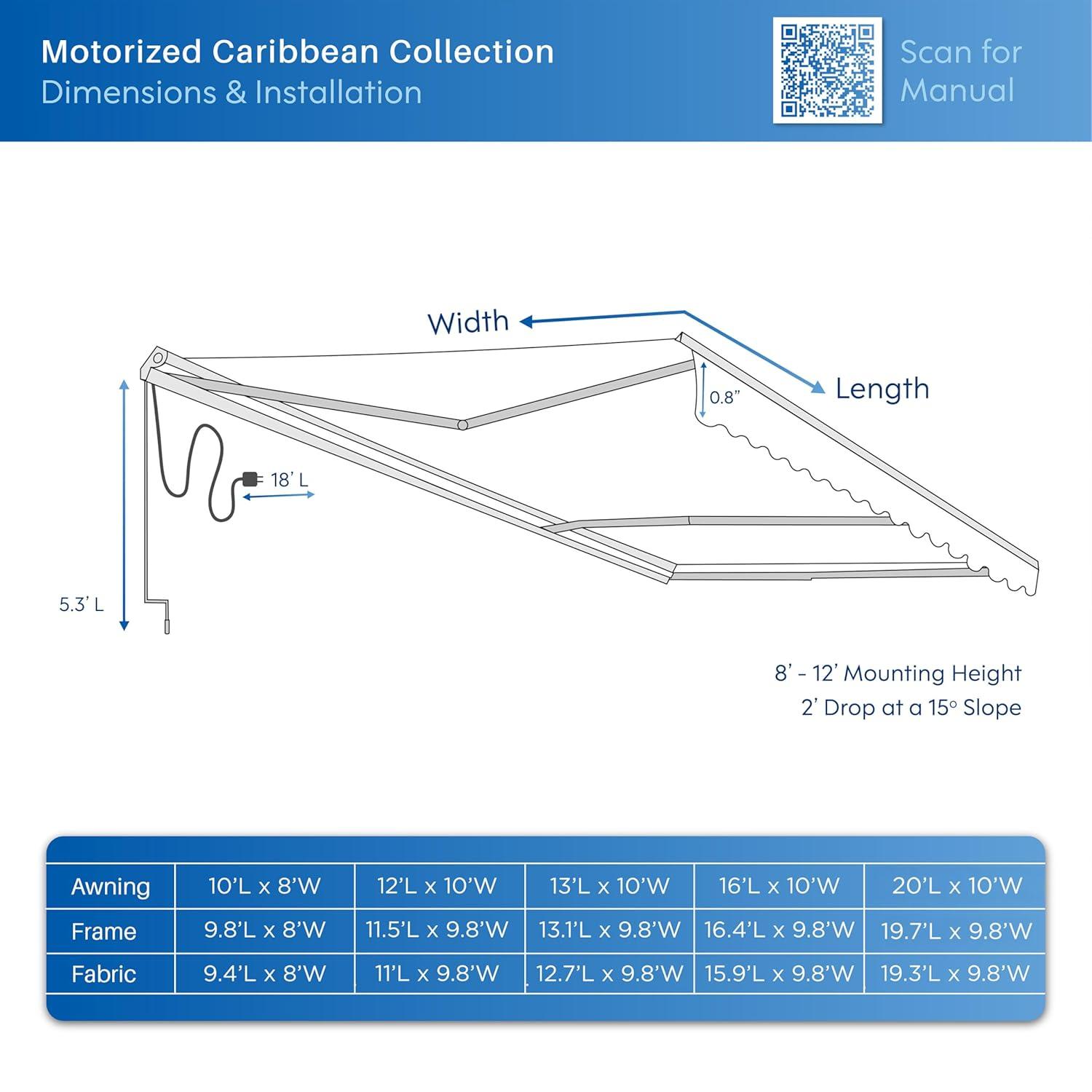 ALEKO ALEKO Motorized Retractable Outdoor Awning with White Frame