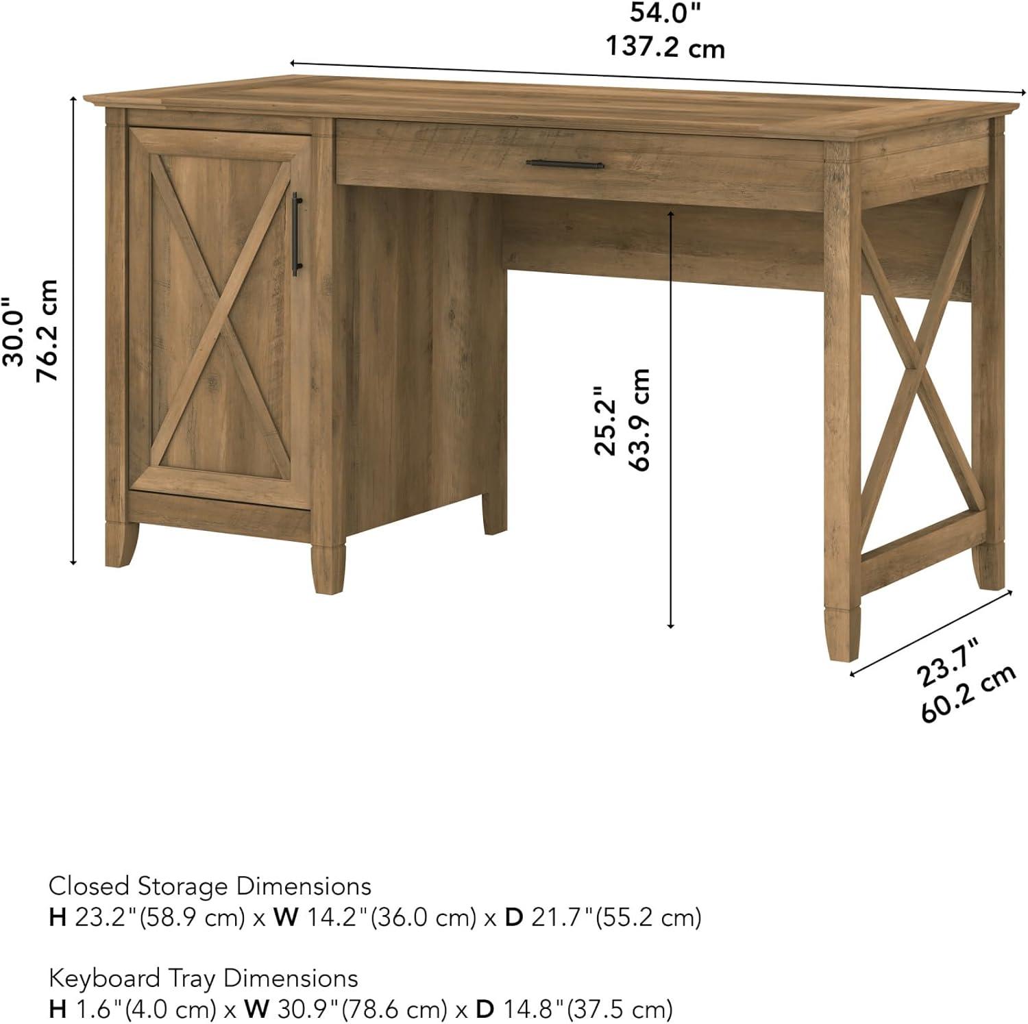 Reclaimed Pine 54" Computer Desk with Storage & Keyboard Tray