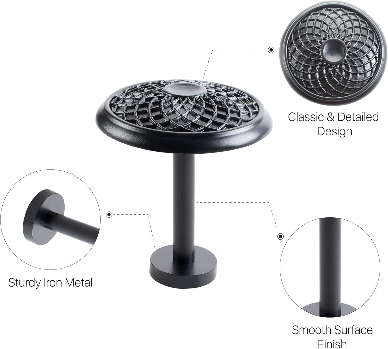 Deco Window 2 Pcs Curtain Holdback for Curtains Wall Mounted Metal Drapery Disc Leaf Hook for Sheer and Blackout Panels (Black Matt)