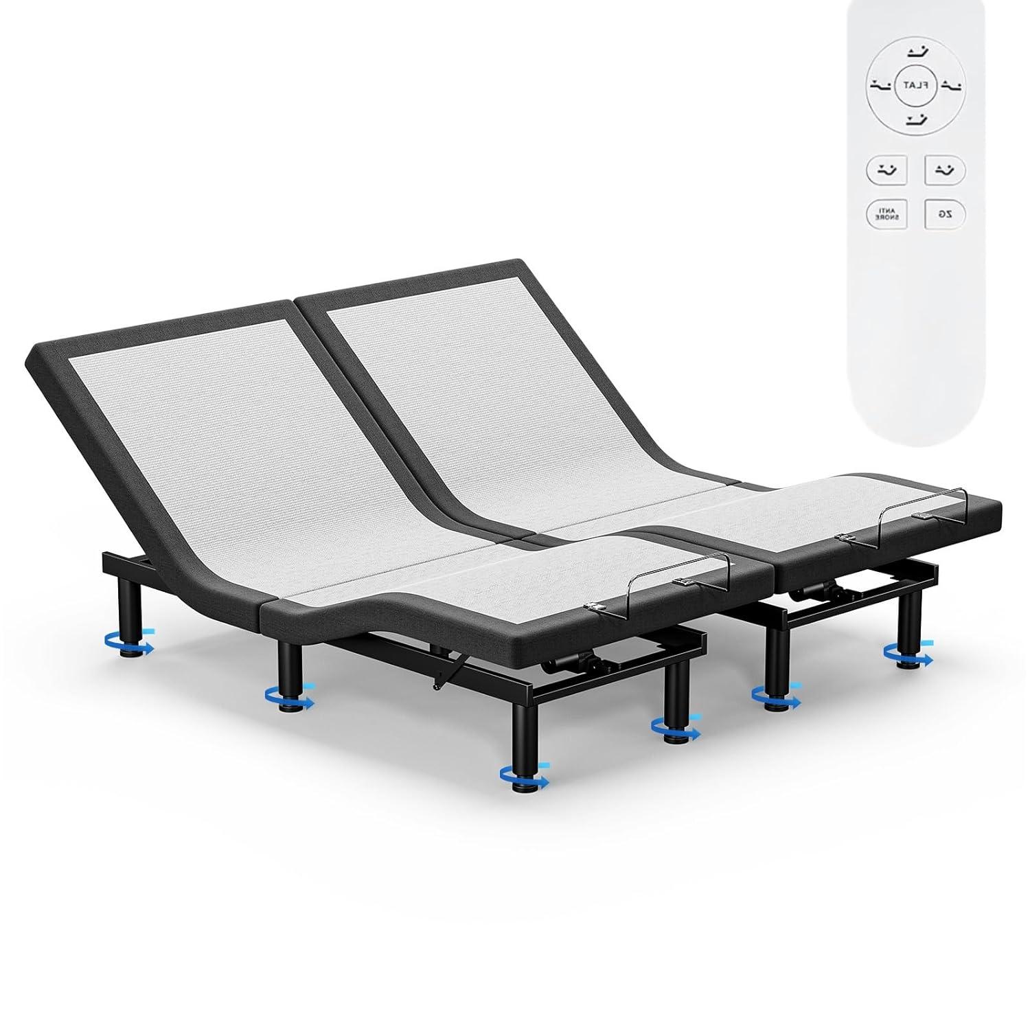 Clara Clark Clara Clark Massaging Zero Gravity, Zero Clearance Adjustable Bed with Wireless Remote, USB Ports & LED Lights