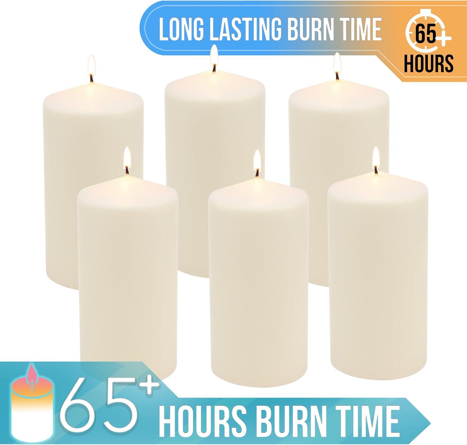 Stonebriar 3" x 6" Unscented 1-Wick Ivory Pillar Candles, 6 Pack