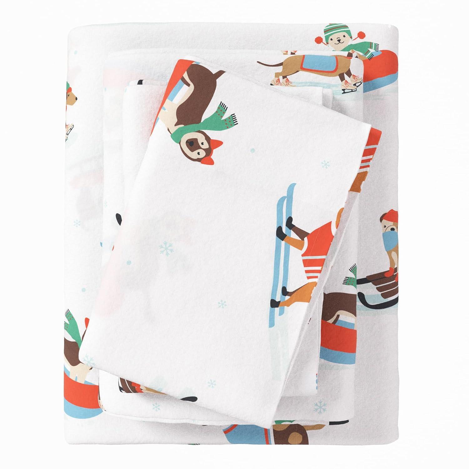FreshFolds 100% Turkish Cotton Holiday Printed Flannel Sheet Set