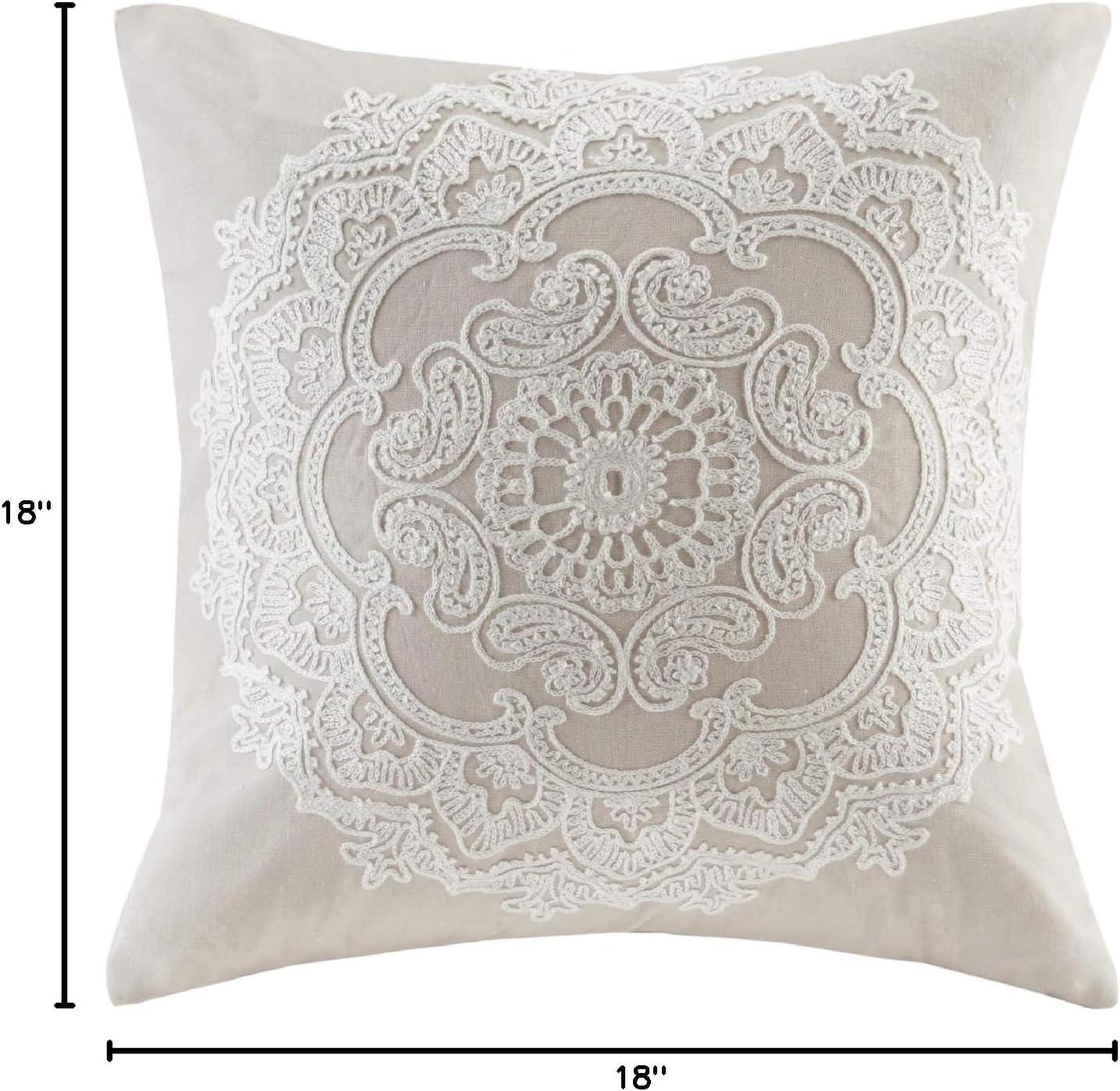 Suzanna Embroidered Cotton Square Pillow