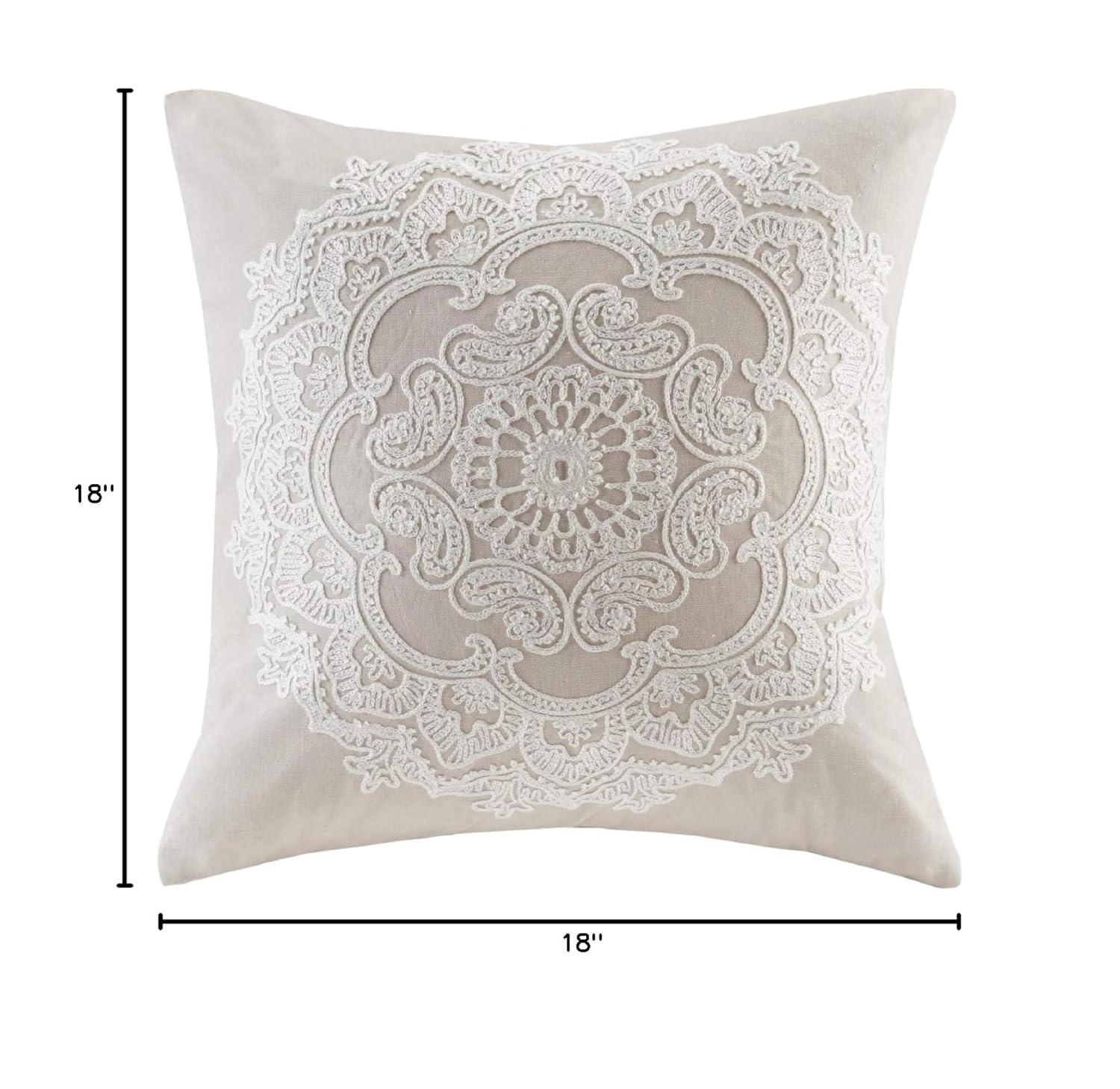 Suzanna Embroidered Cotton Square Pillow