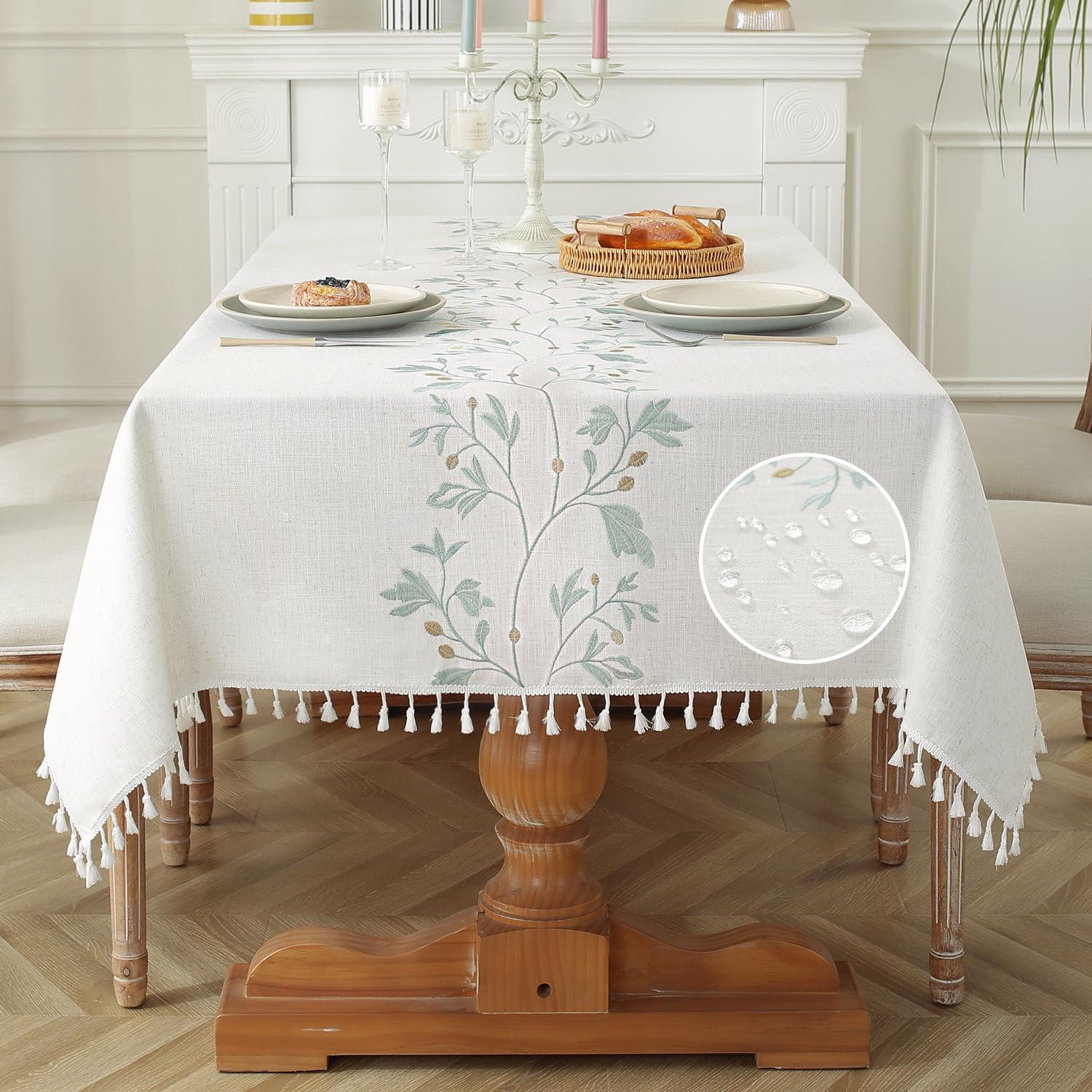 High Quality Washable Wrinkle Free Tablecloth with Tassel For Dinning Table