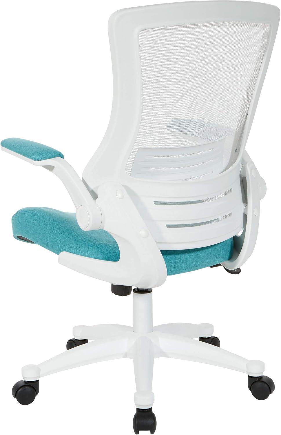 Office Star Products White Screen Back Manager's Chair in White Turquoise Fabric