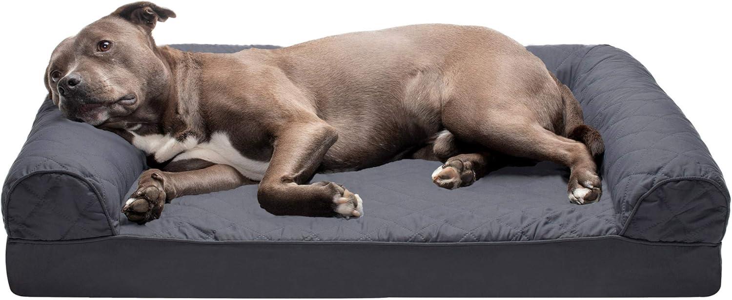 FurHaven Quilted Orthopedic Bolster Sofa Pet Bed