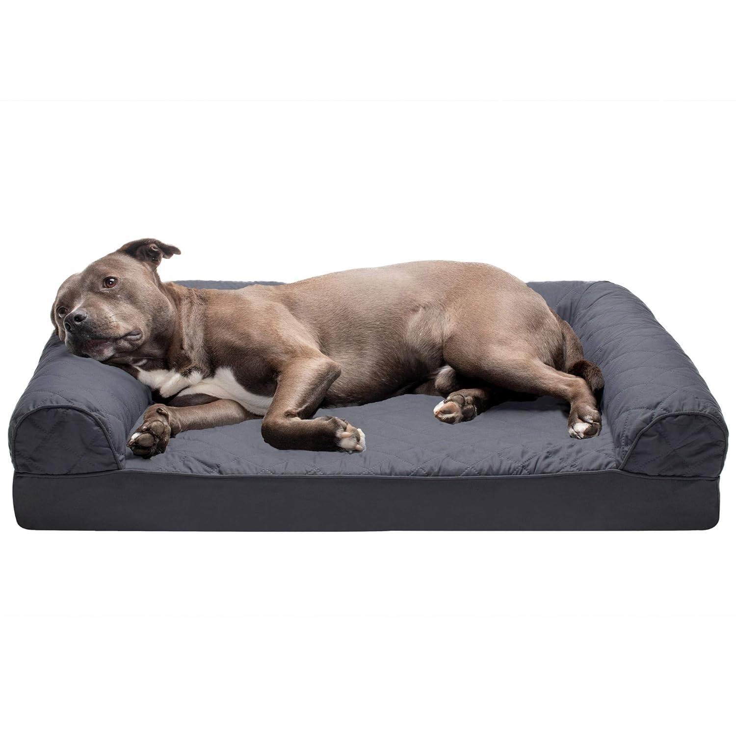 FurHaven Quilted Orthopedic Bolster Sofa Pet Bed