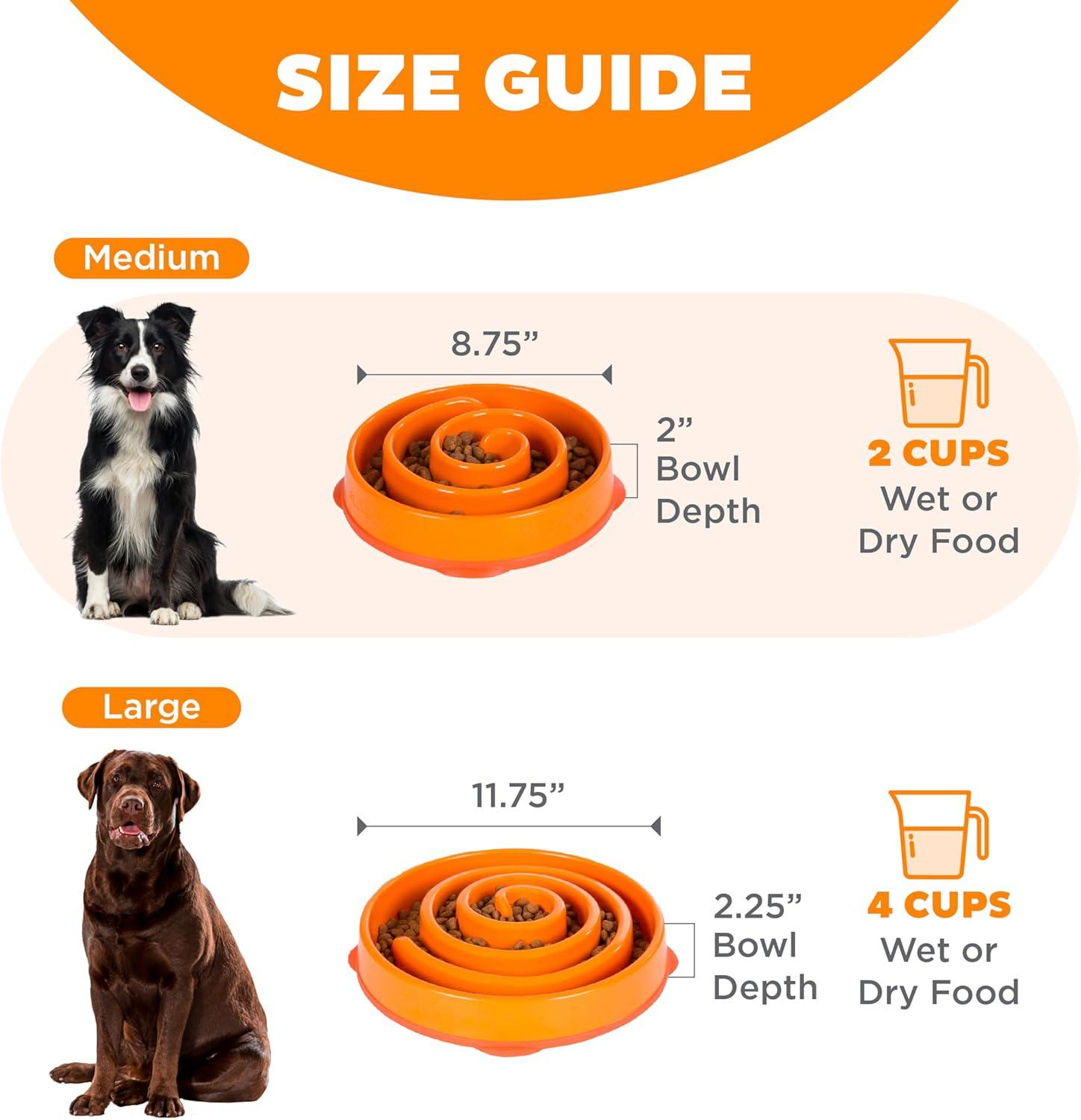 Small Orange Plastic Interactive Slow Feeder Bowl