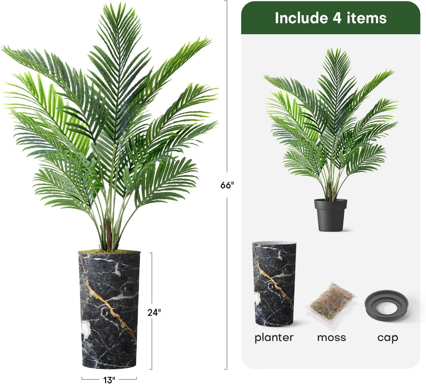 SIGNLEADER Artificial Plant In Planter, Fake Areca Tropical Palm Plant Home Decoration (Plant Pot Plus Plant)
