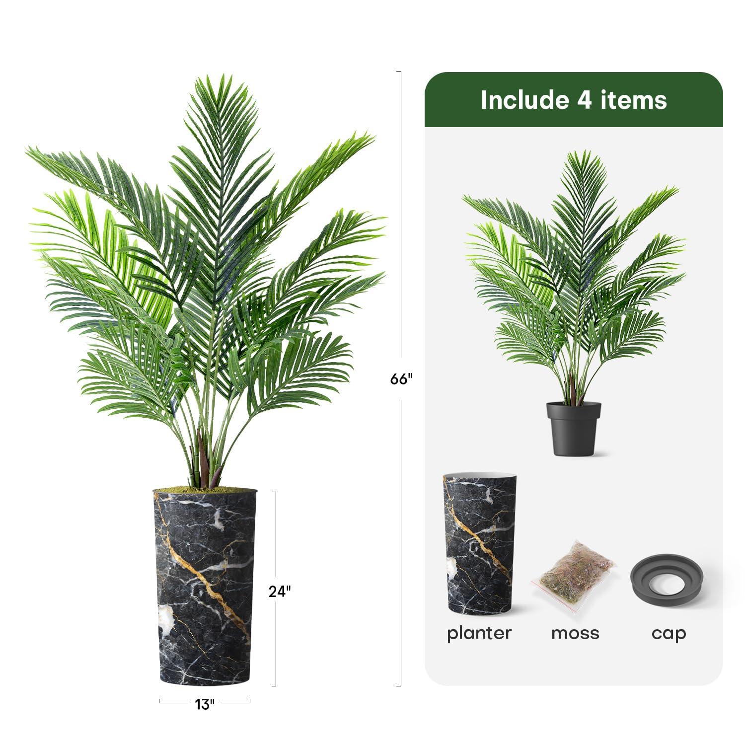SIGNLEADER Artificial Plant In Planter, Fake Areca Tropical Palm Plant Home Decoration (Plant Pot Plus Plant)