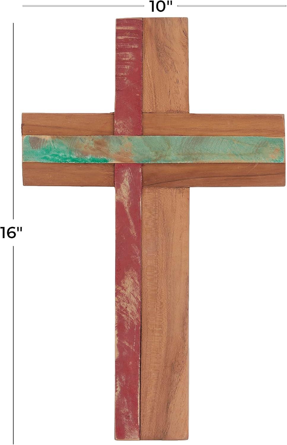 DecMode Wood Cross Rustic Wall Decor Brown