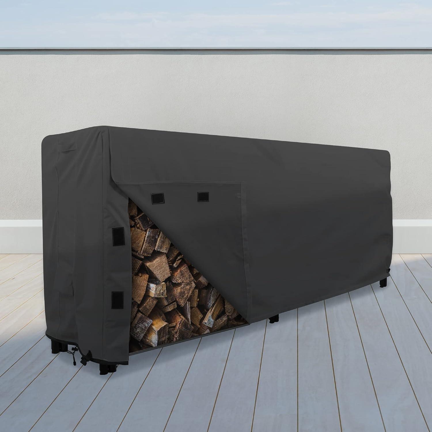 KHOMO GEAR - Heavy Duty Log Rack Cover - 8 Feet - Sahara Series - Black