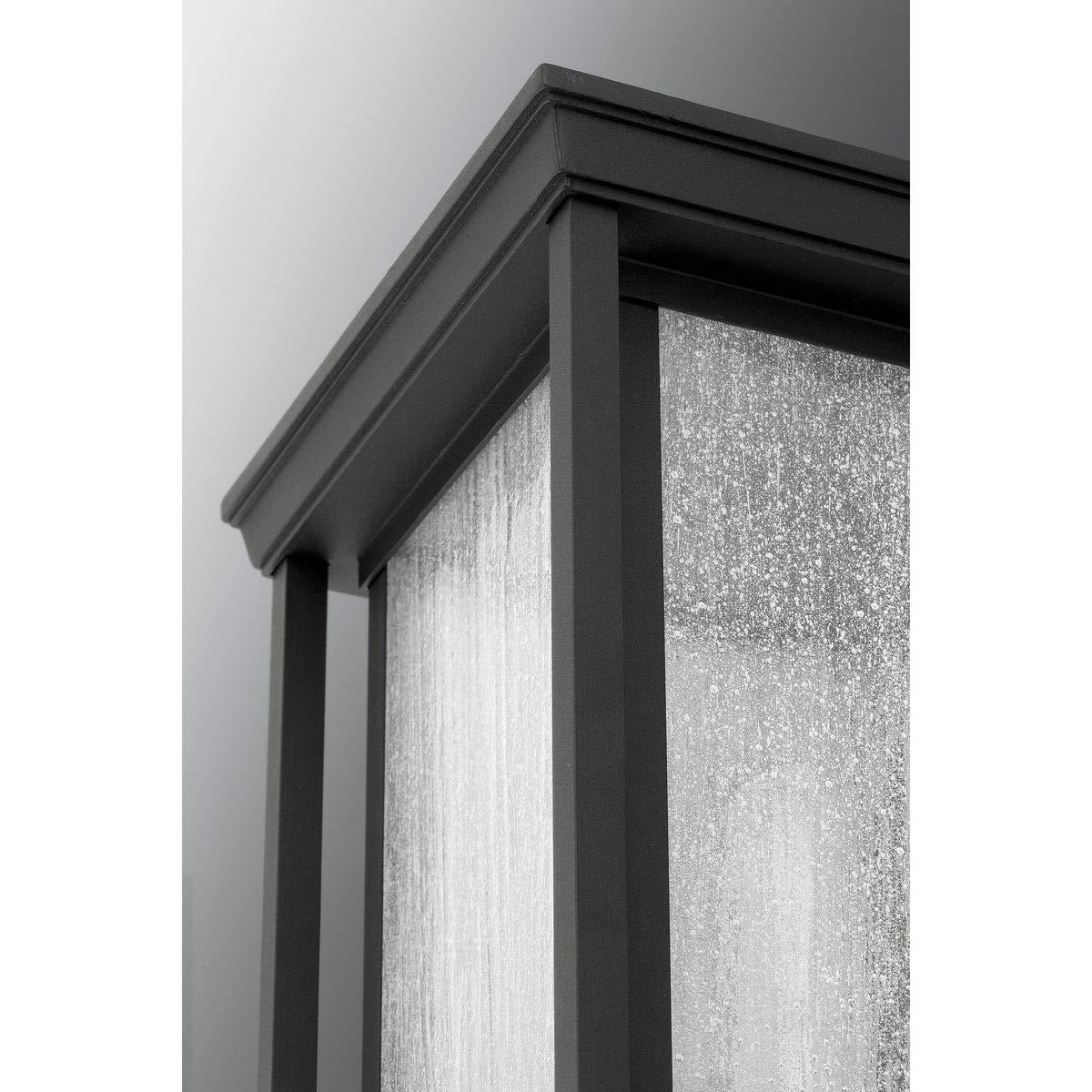 Progress Lighting Endicott 1-Light Outdoor Wall Lantern, Textured Black, Linen Glass Shade