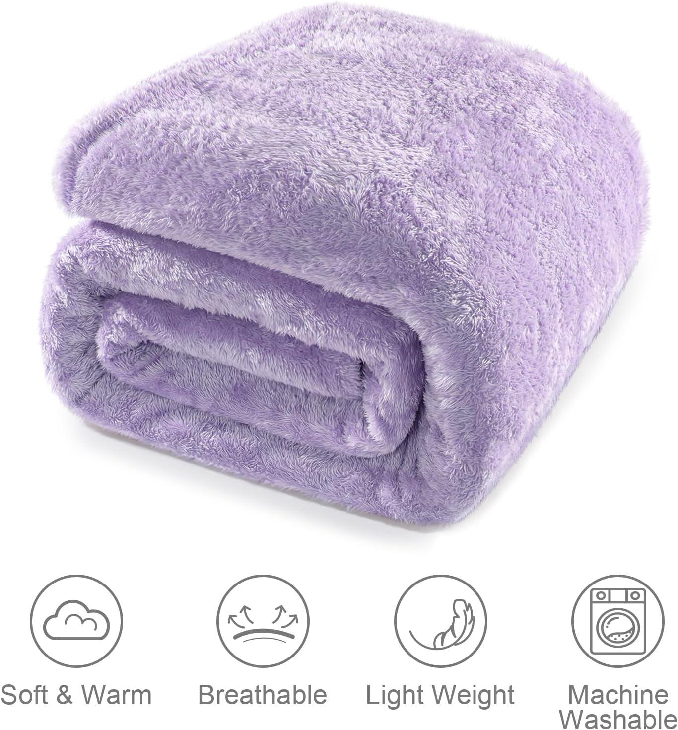 Whale Flotilla Extra Large Fleece Throw Blanket 50x70 Inch, Super Plush and Soft 300GSM Blankets for All Season, Fluffy and Lightweight, Lilac