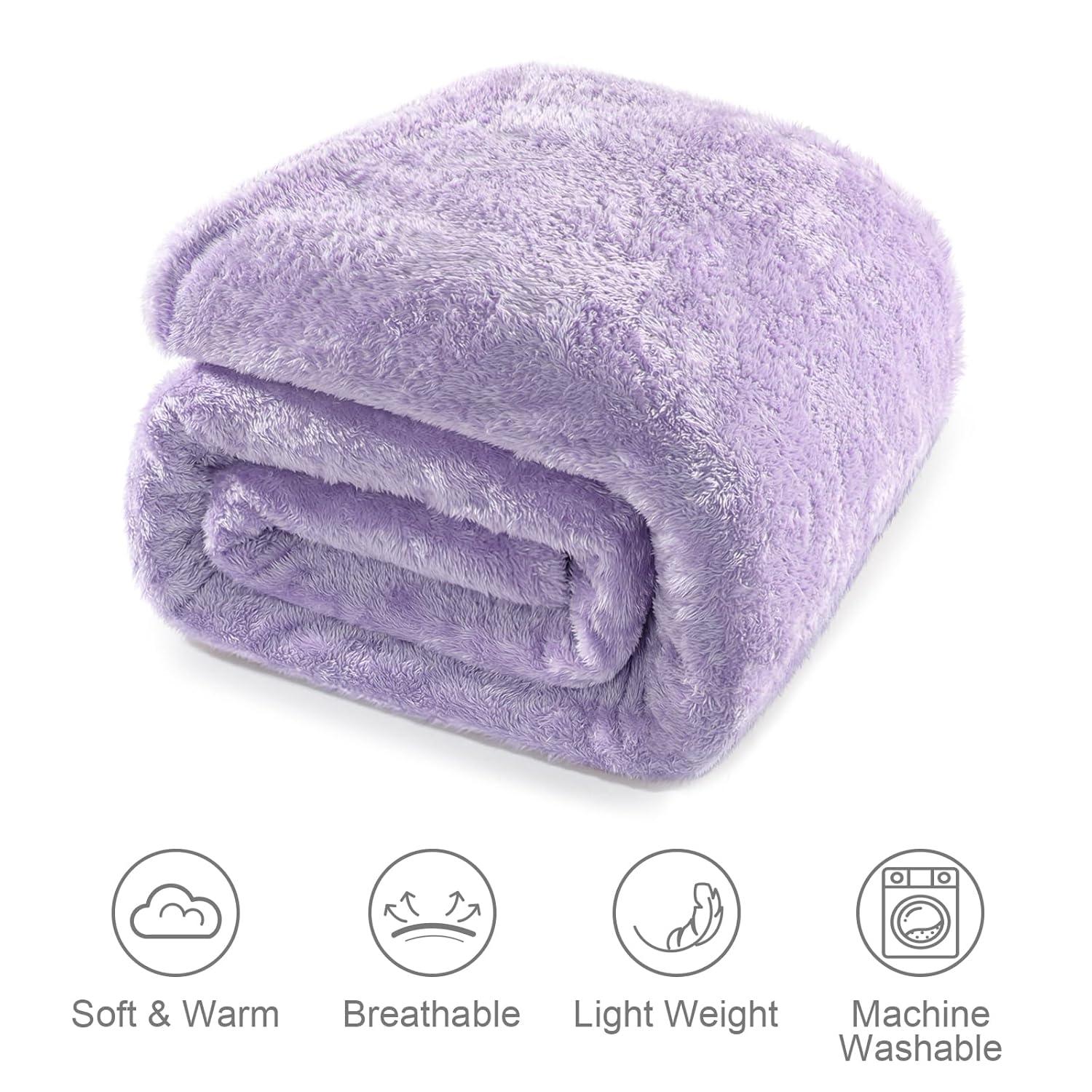 Whale Flotilla Extra Large Fleece Throw Blanket 50x70 Inch, Super Plush and Soft 300GSM Blankets for All Season, Fluffy and Lightweight, Lilac