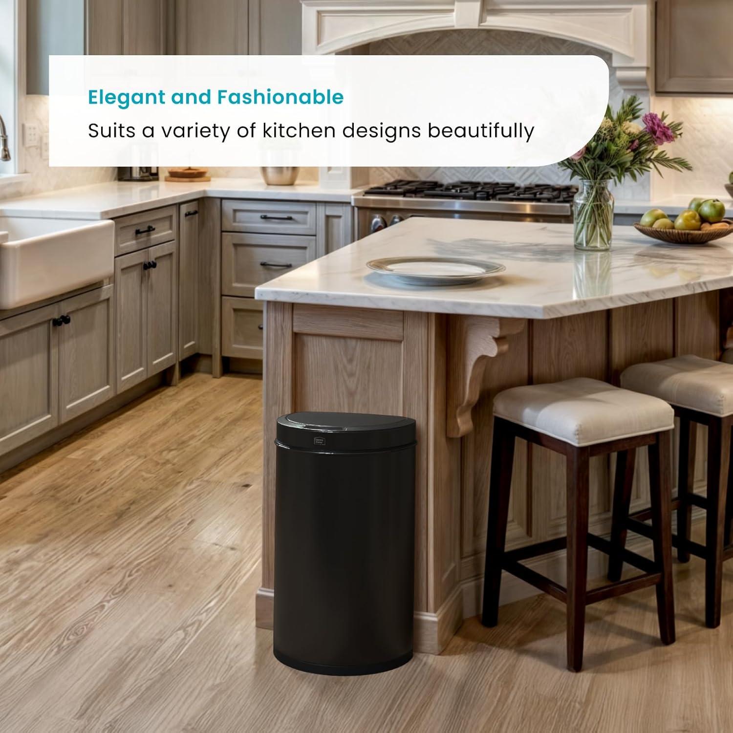 Home Zone Living 13 Gallon Automatic Trash Can With Motion Sensor, Black