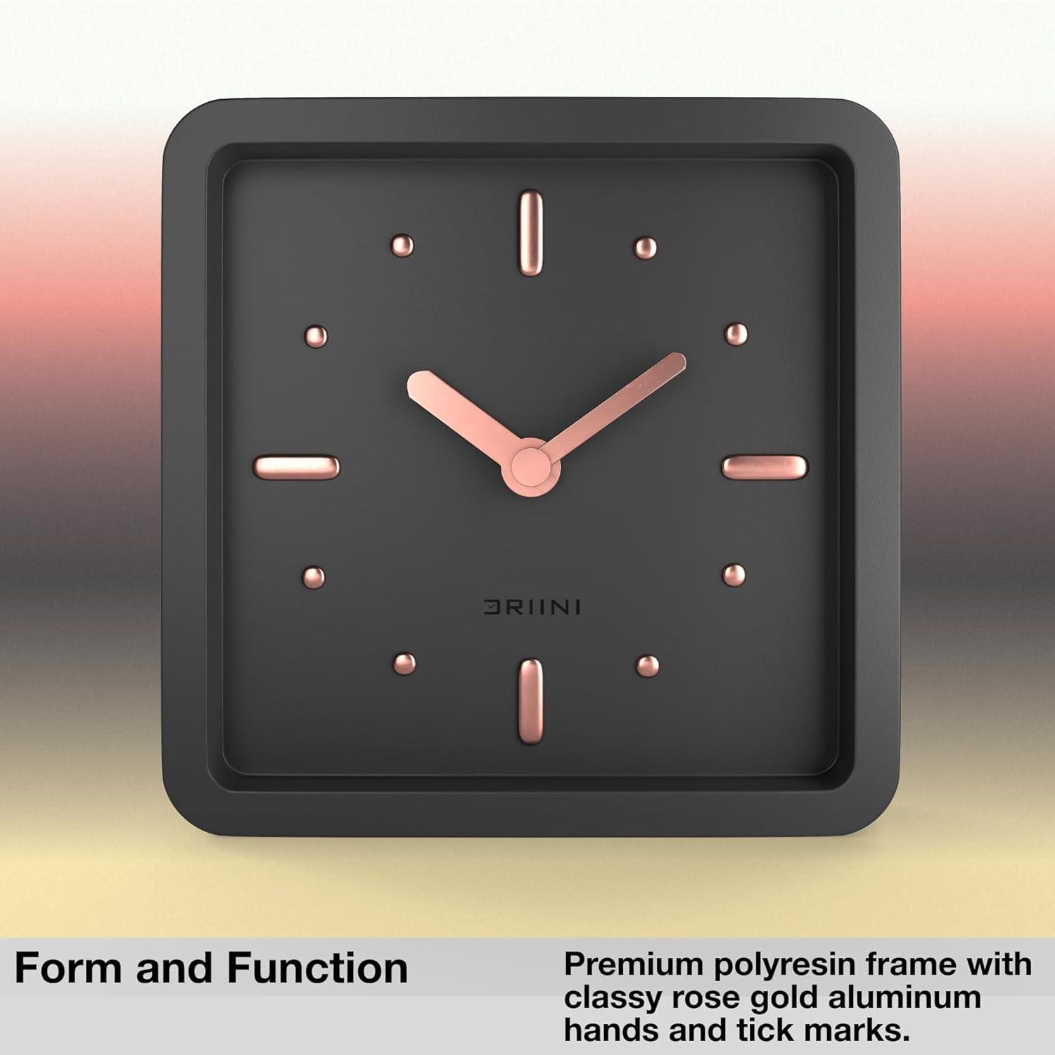 Driini Modern Mid Century Desk & Shelf Clock for Mantle, Bedroom Nightstand