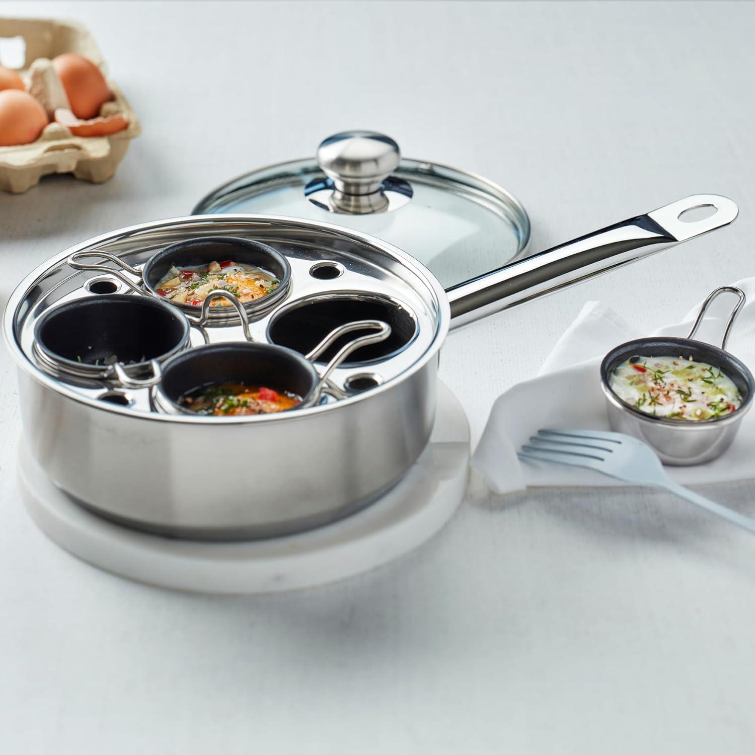 Demeyere Resto 4-cup Stainless Steel Egg Poacher Set