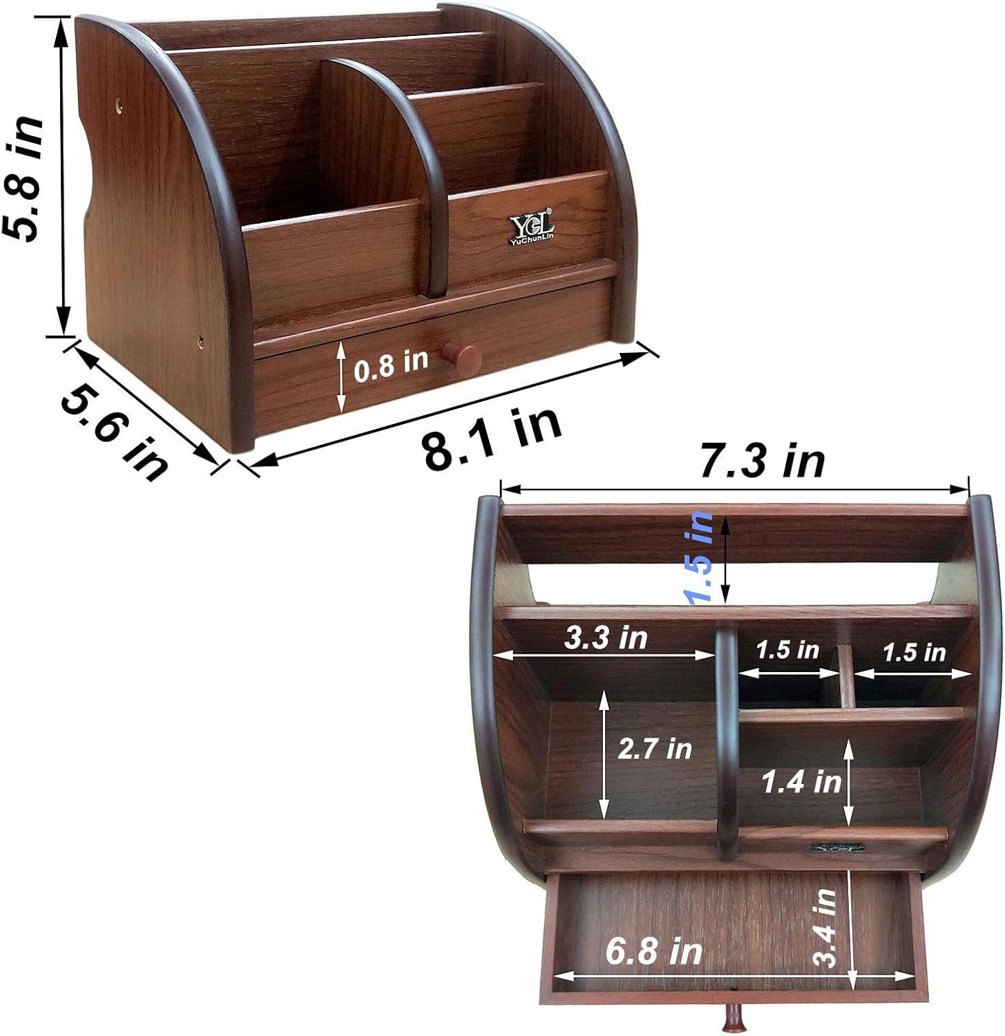 Wood remote control storage box with slender drawer for home & office desk organizer pen/pencil holder makeup and other small items organization YCL825