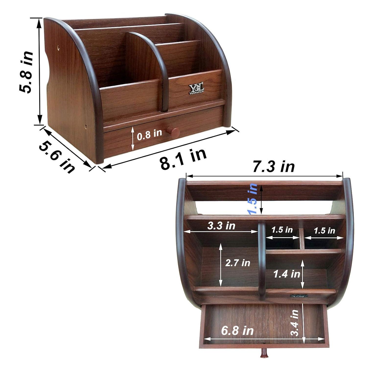 Wood remote control storage box with slender drawer for home & office desk organizer pen/pencil holder makeup and other small items organization YCL825