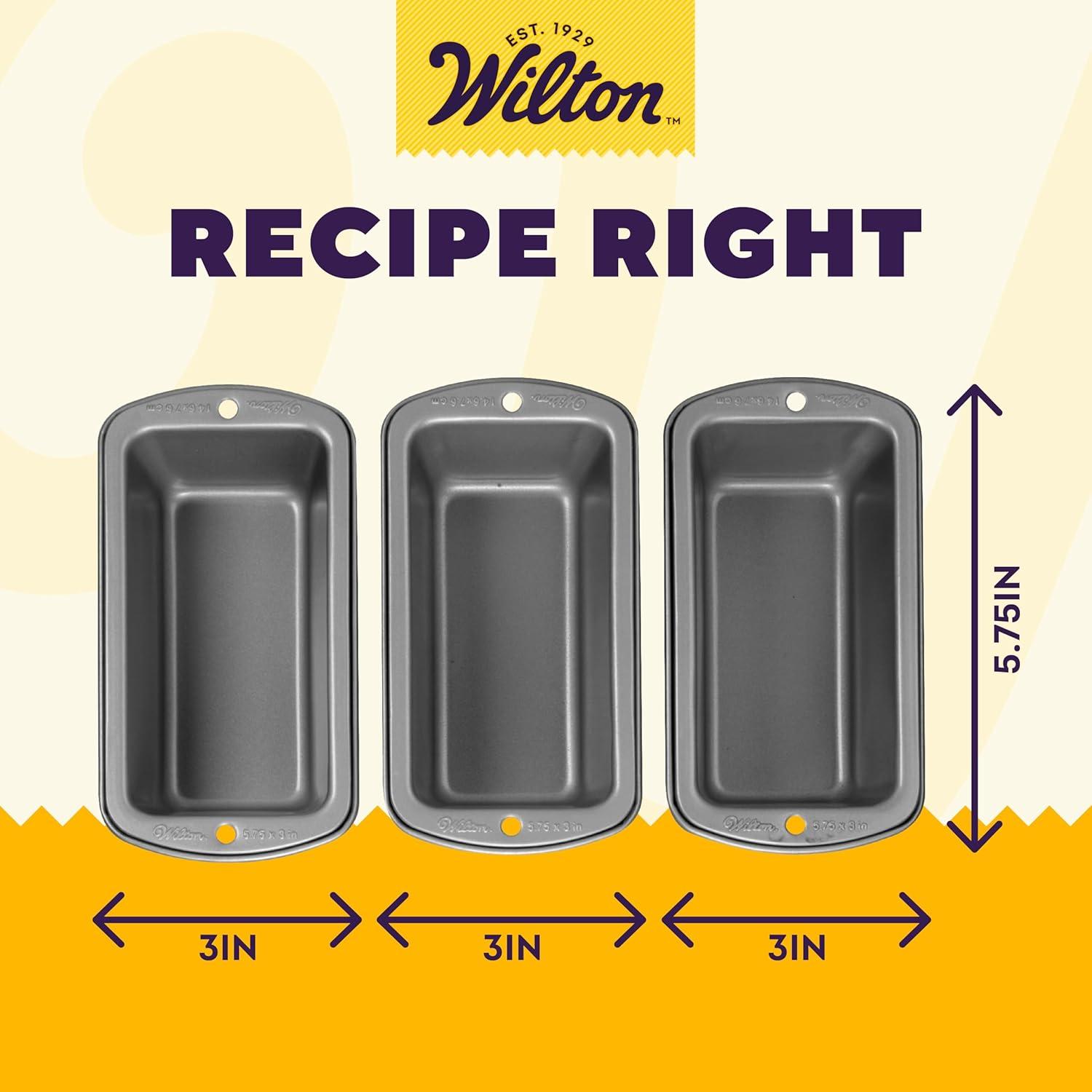 Wilton Recipe Right Non-Stick Mini Loaf Pan Set, 3-Piece