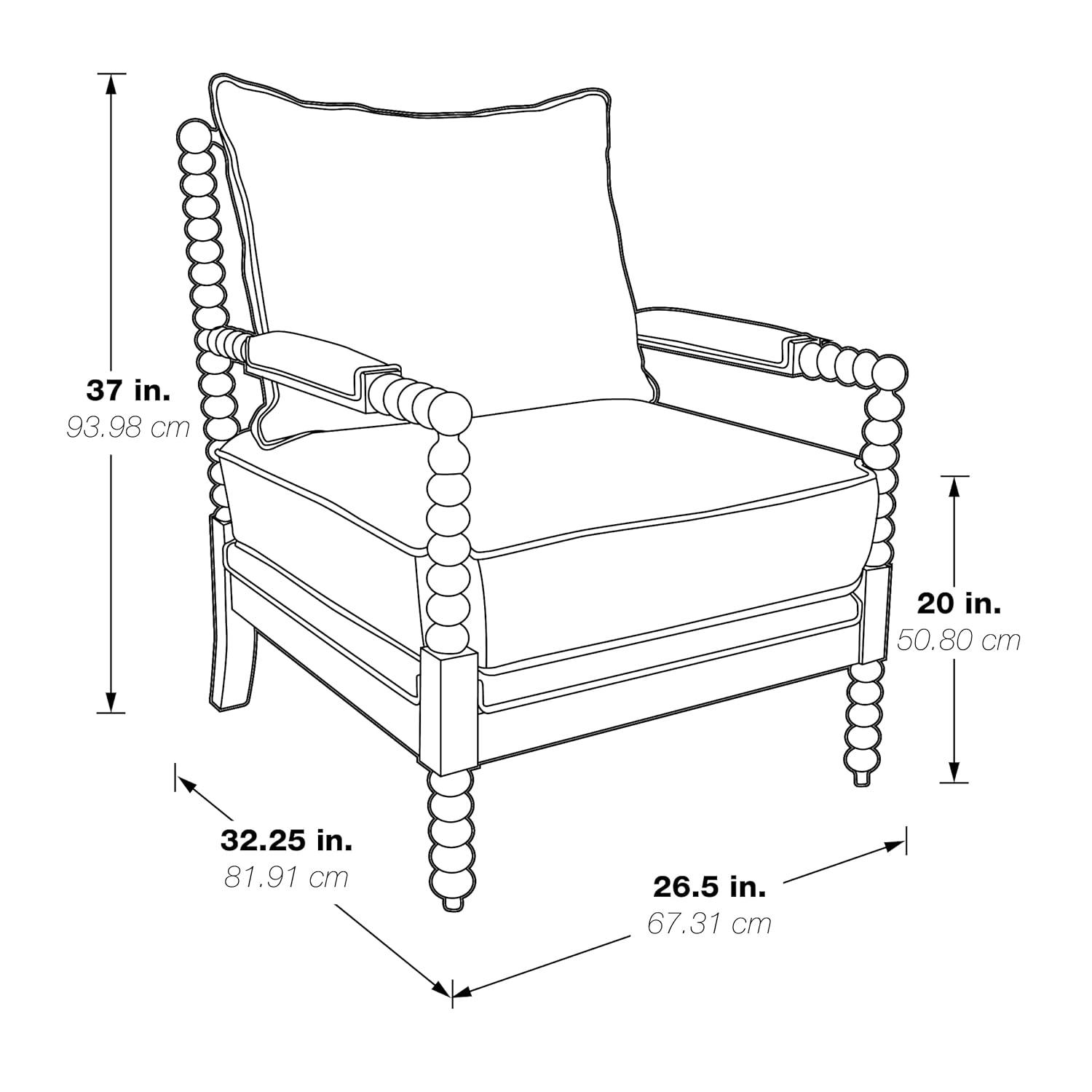 Kaylee Spindle Chair in Linen  White Fabric with Antique White Frame