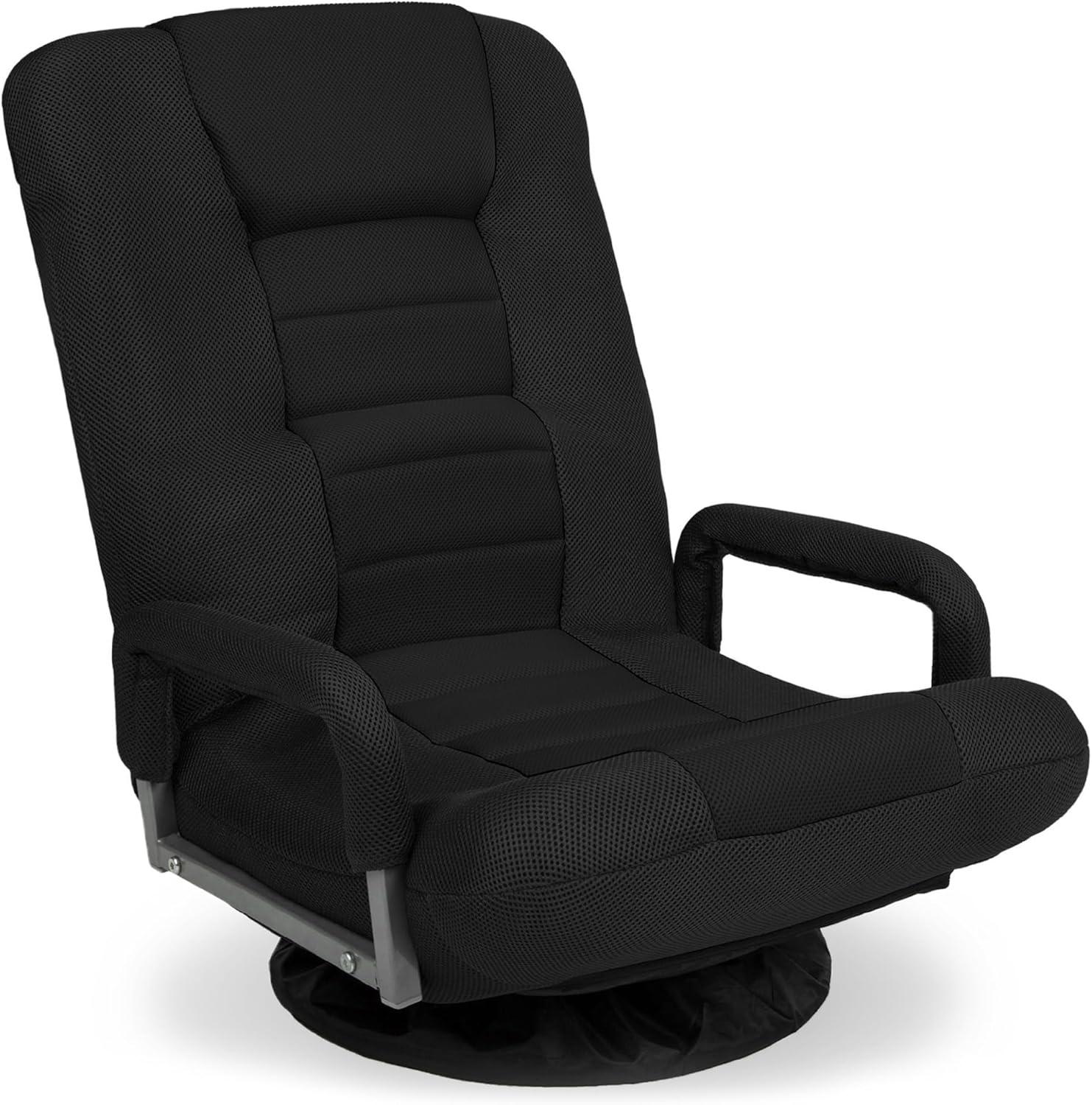 Best Choice Products 360-Degree Swivel Gaming Floor Chair w/ Armrest Handles, Foldable Adjustable Back