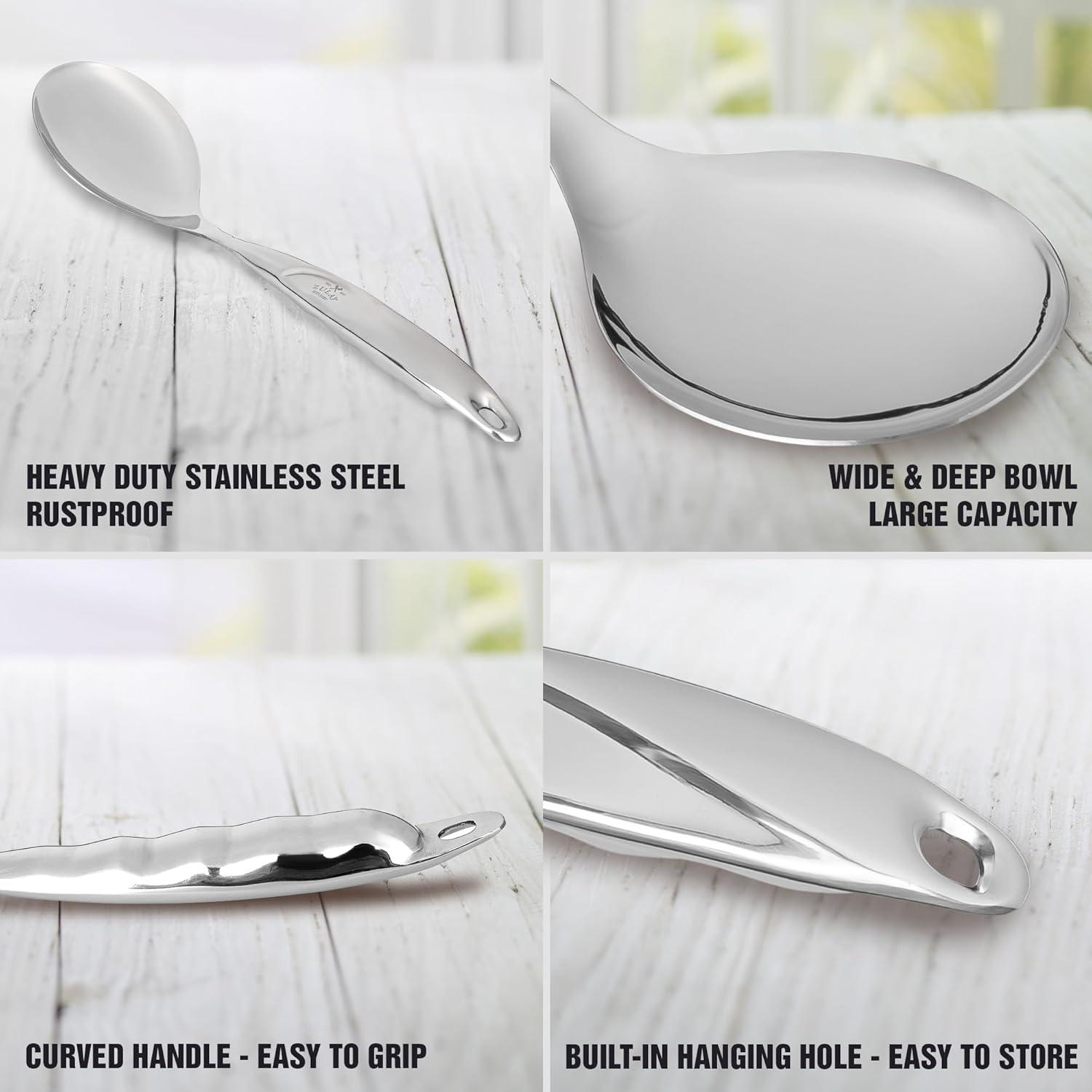 Large Stainless Steel Serving Spoon with Ergonomic Handle