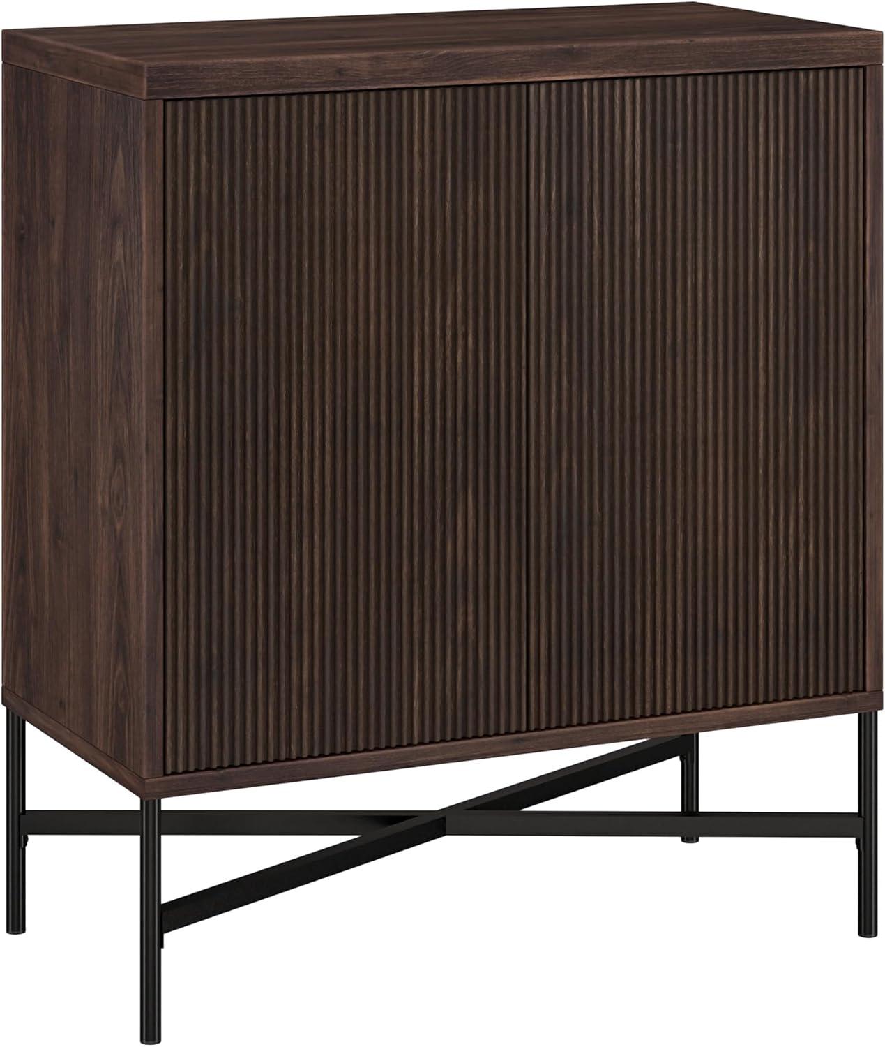 Alder Brown Modern X-Base Accent Cabinet with Adjustable Shelving