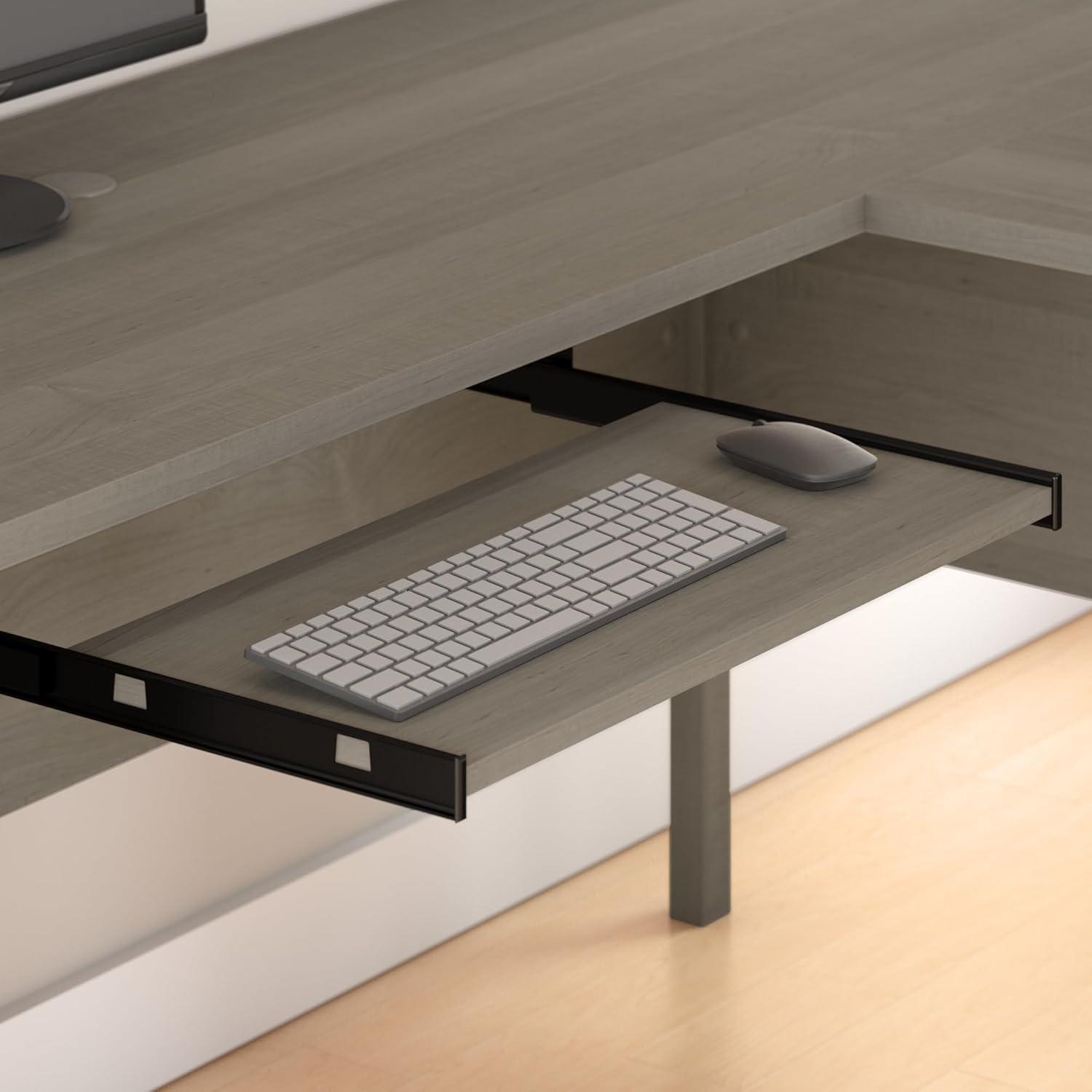 Bush Furniture Somerset 72" L Desk and Hutch with Storage, Ash Gray