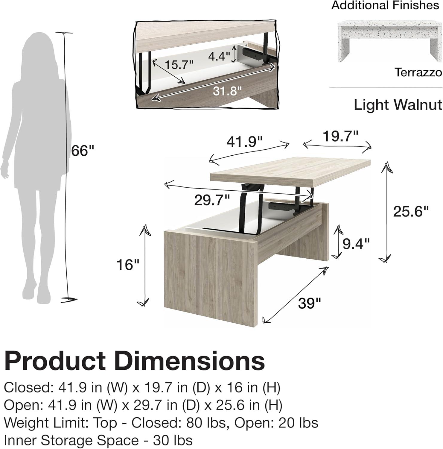 Winston Rectangular Lift-Top Wood Coffee Table with Storage