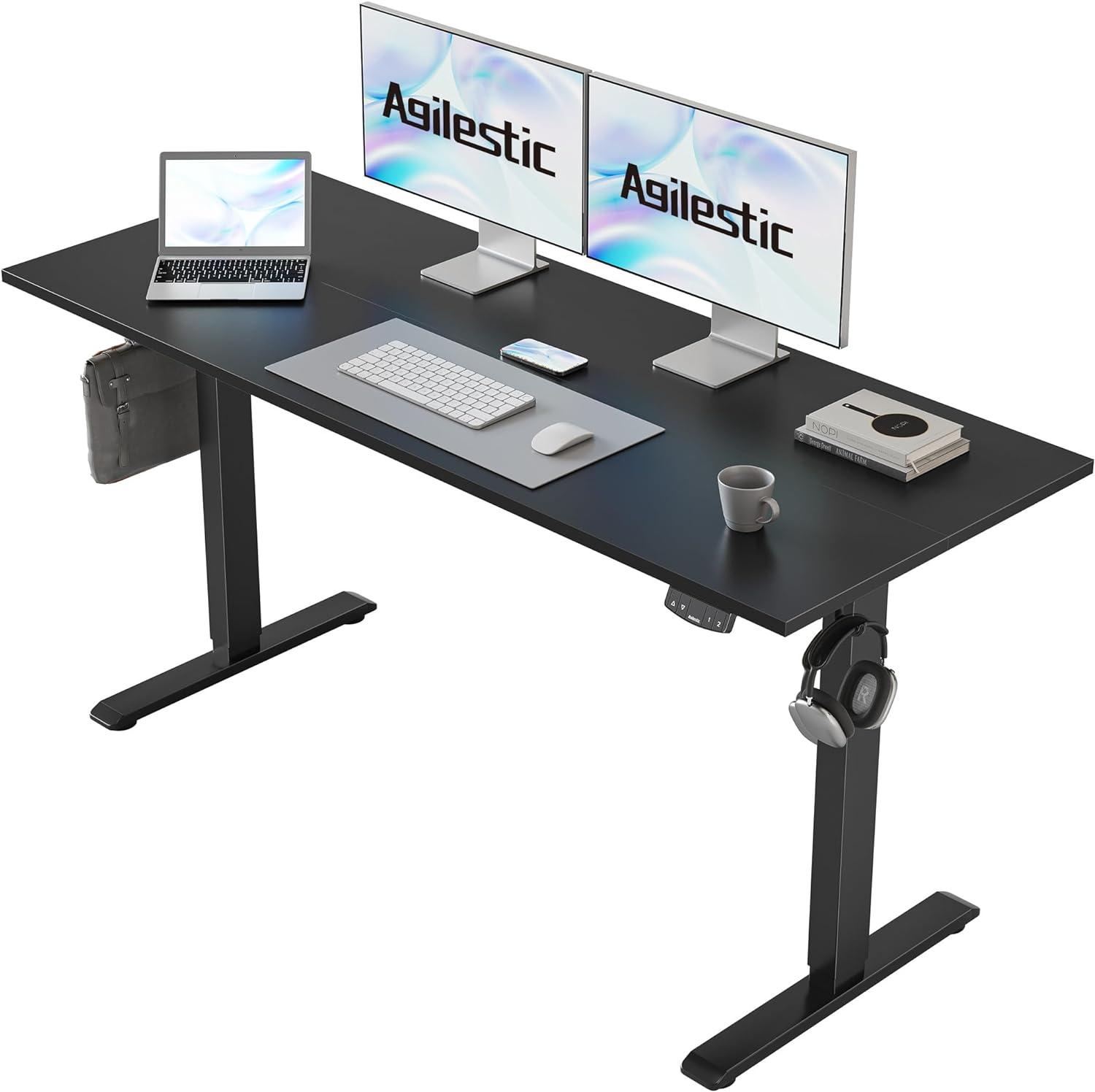 edx Electric Standing Desk, Height Adjustable Desk, 55 x 24 Inches Ergonomic Stand up Desk with Memory Preset and T-Shaped Metal Bracket for Home Office