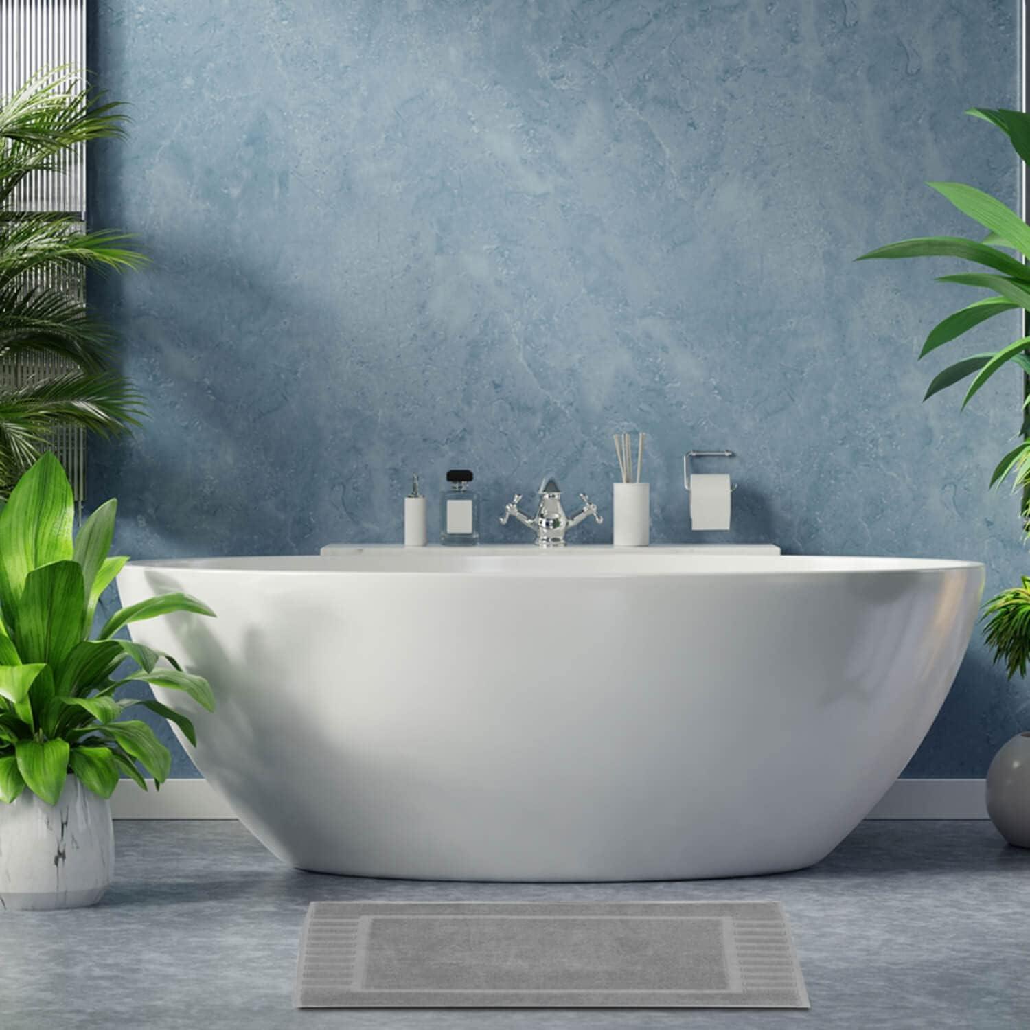 White Classic Cotton Bath Mat Floor Towel [Not a Rug] 2-Pack - 22x34"  Light-Grey