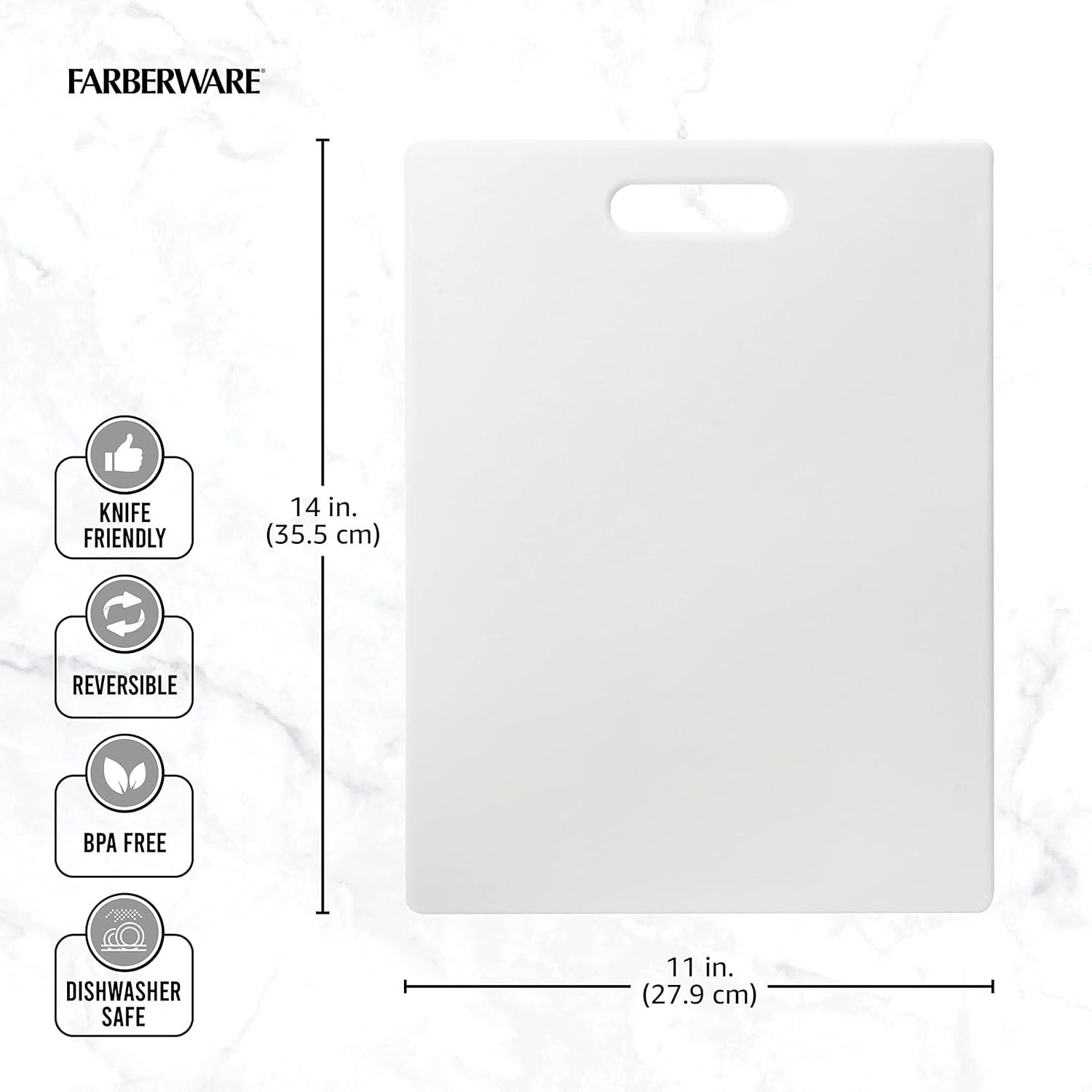 Farberware 11-inch x 14-inch Poly Kitchen Cutting Board White