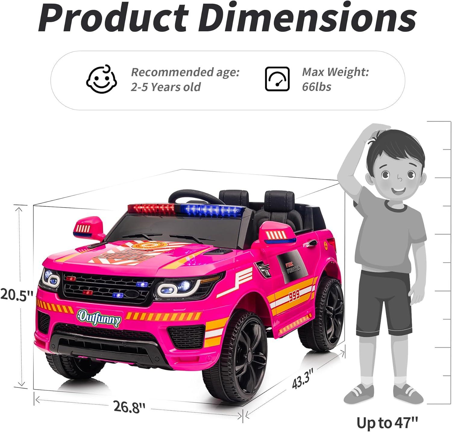 Outfunny Electric Police Car for Kids, 12 Volt Kids Ride on Toy Car with Remote Control, Bluetooth, Megaphone