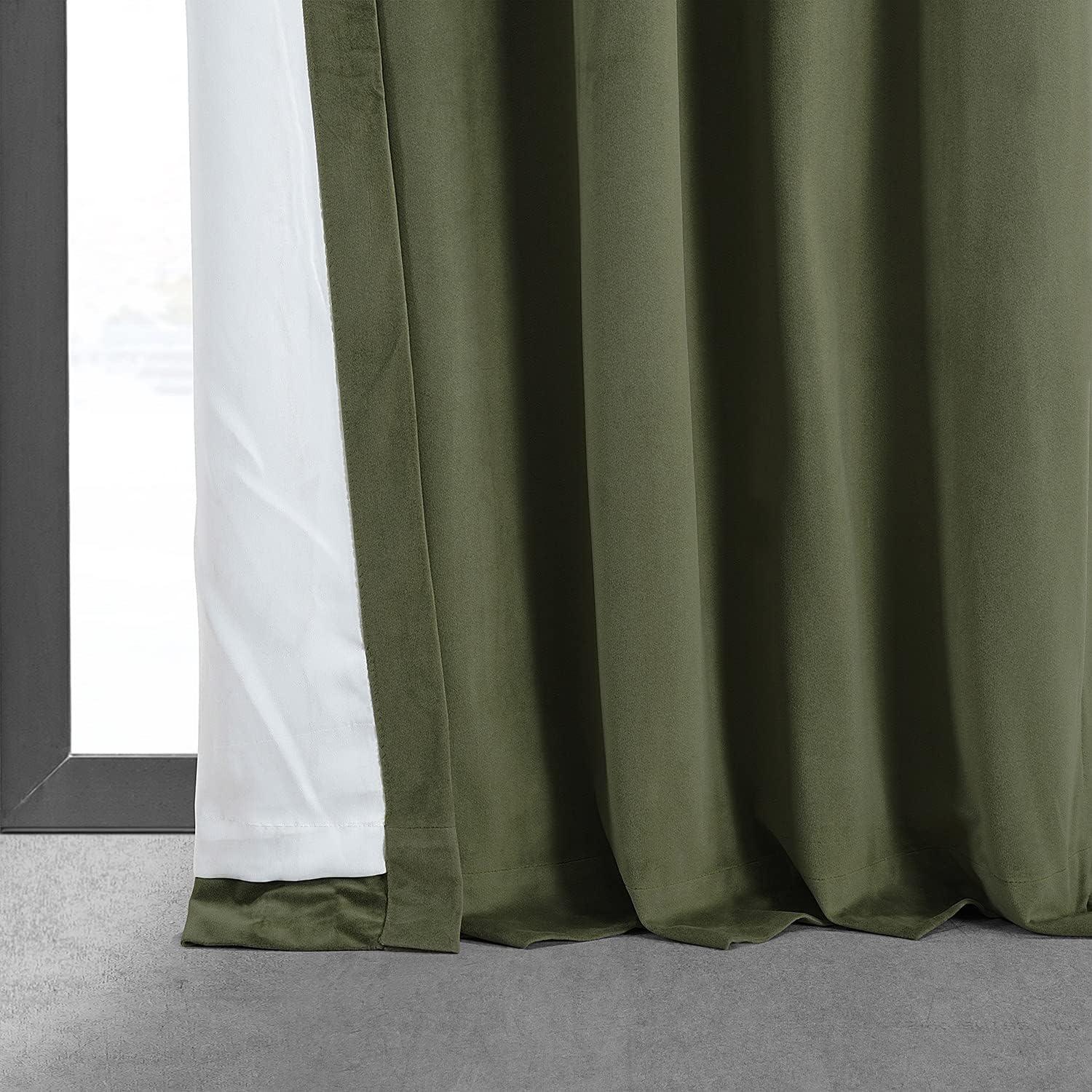 Signature Hunter Green Blackout Velvet Curtain (1 Panel), Hunter Green, 50W X 120L