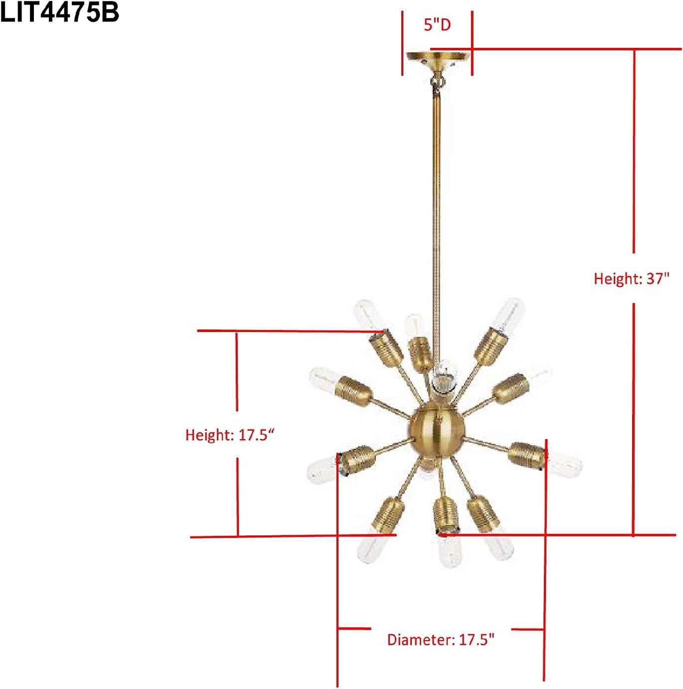 Raging 12 Light 17.5" Solace Pendant Lamp - Gold - Safavieh.